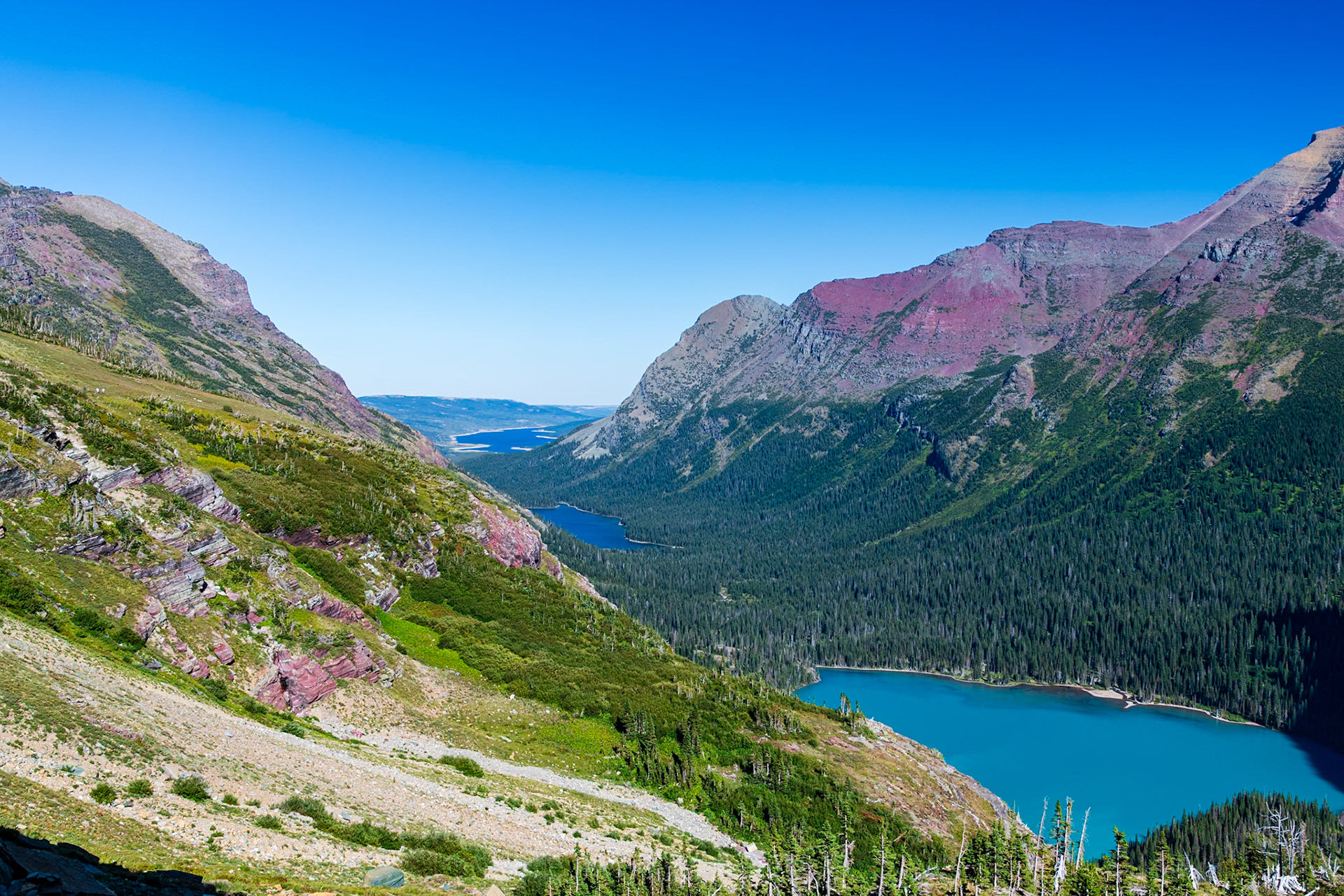 Grinnell Lake, Lake Josephine, and Lake Sherburne.
