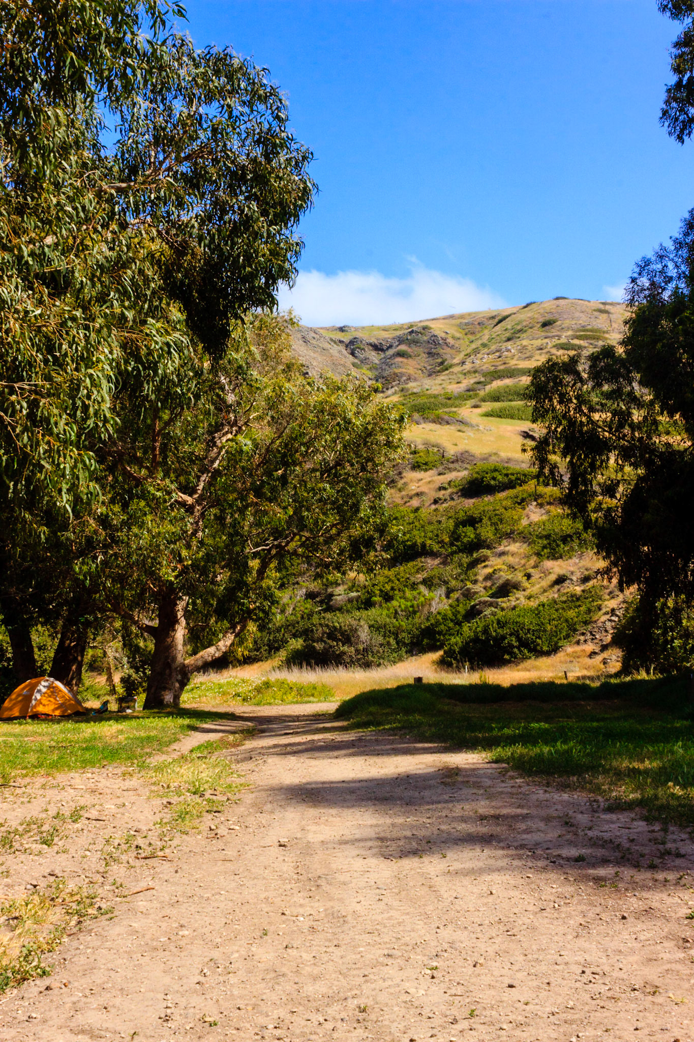 Campsite and the hills beyond.