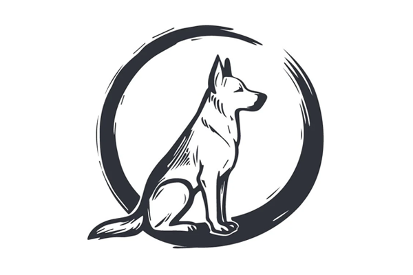 Dog inside of zen circle