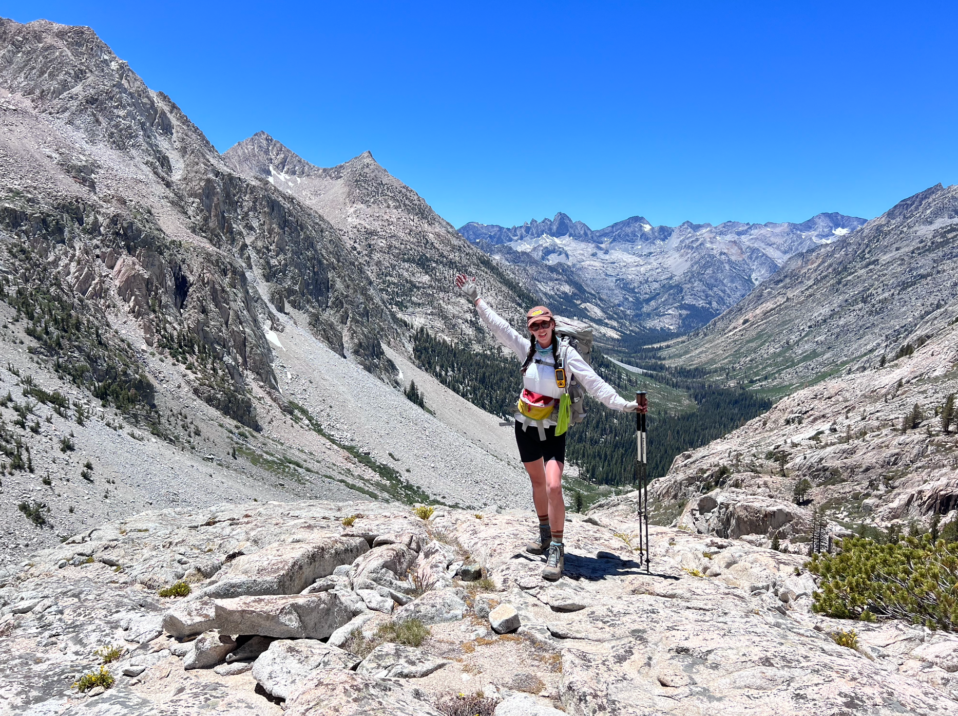 Hiking down from Palisade Lakes on the John Muir Trail