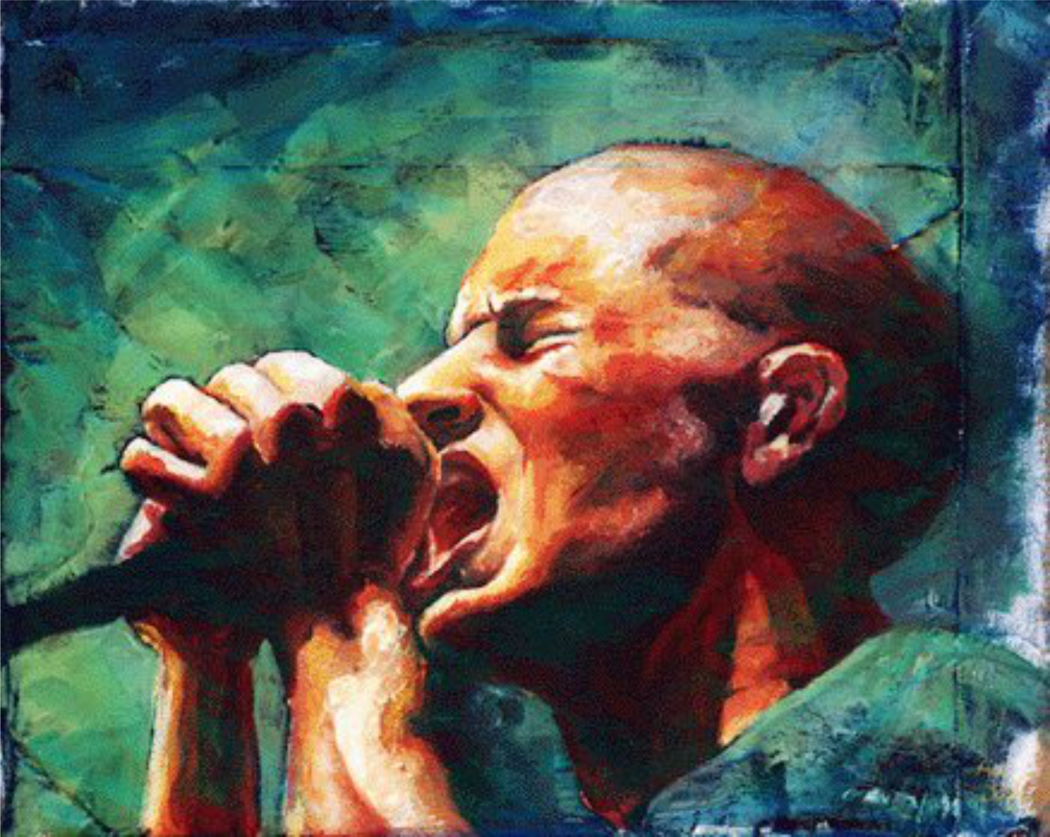 Oil paint on shipping envelope, based on own live photo