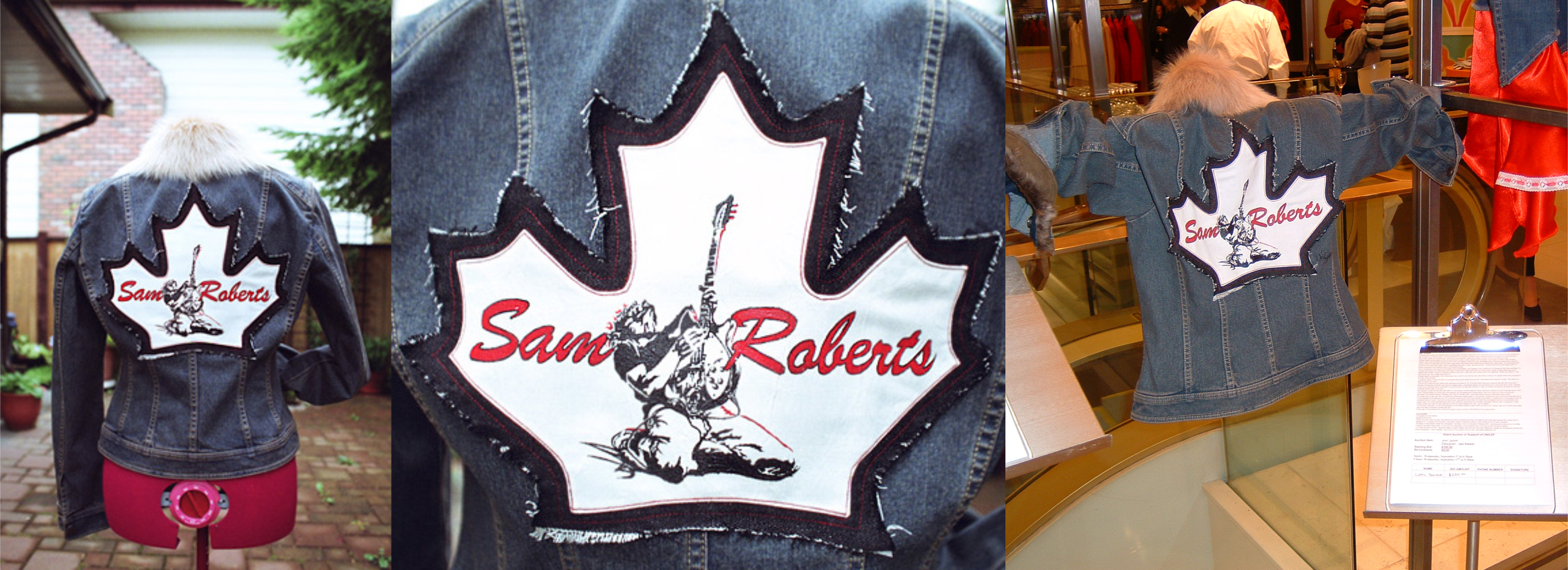 Hand-painted jacket created on behalf of Sam Roberts for Holt Renfrew auction