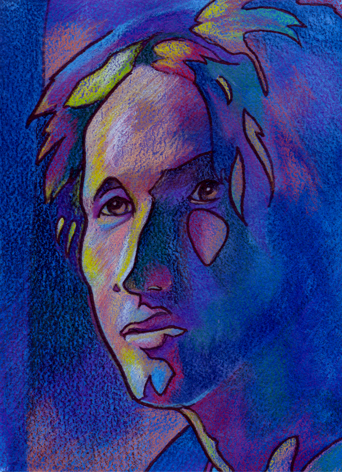 Chalk pastel and marker on rag paper
