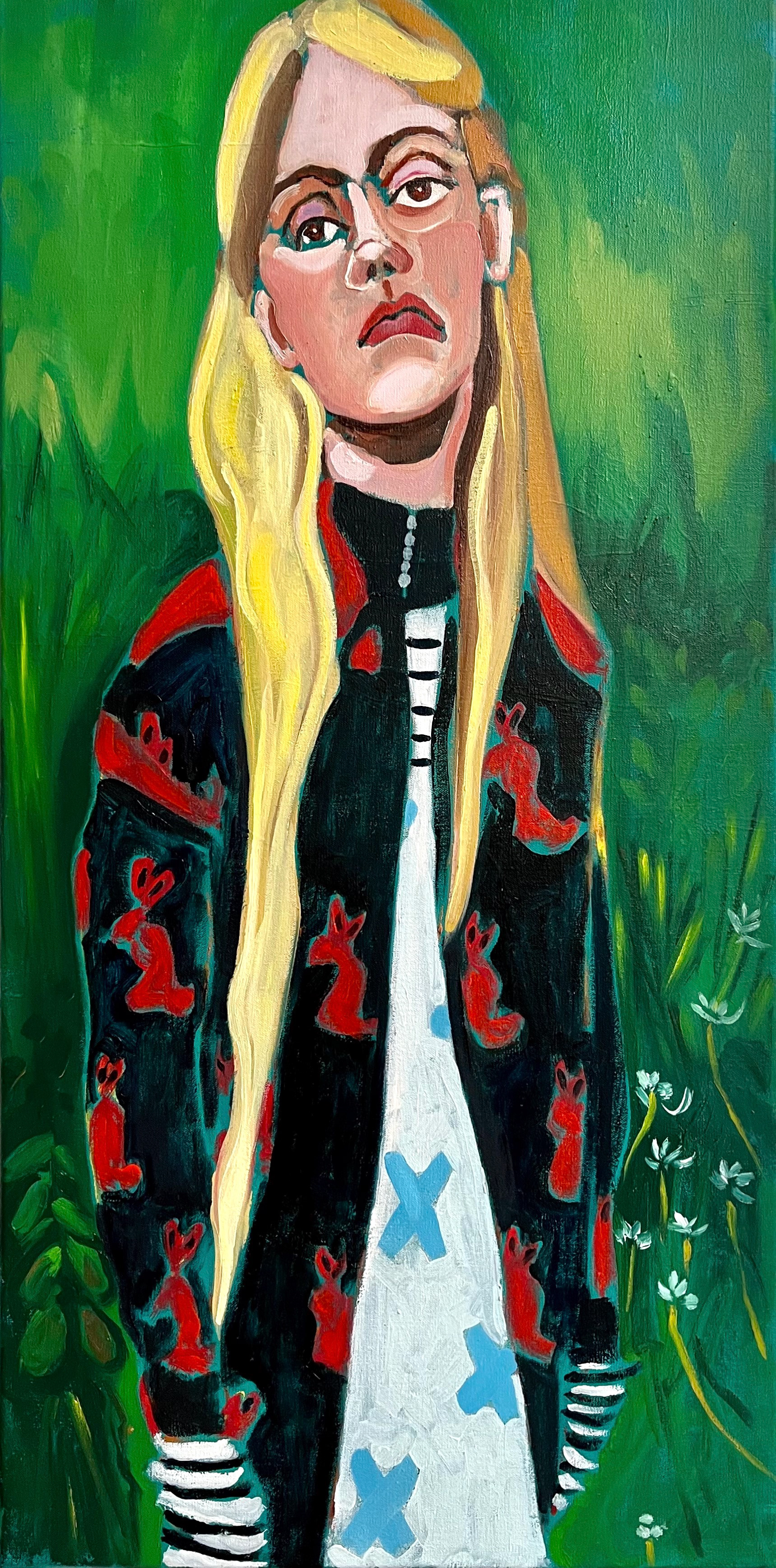 Meisje in Prada, oilieverf op doek, 100 x 50 cm