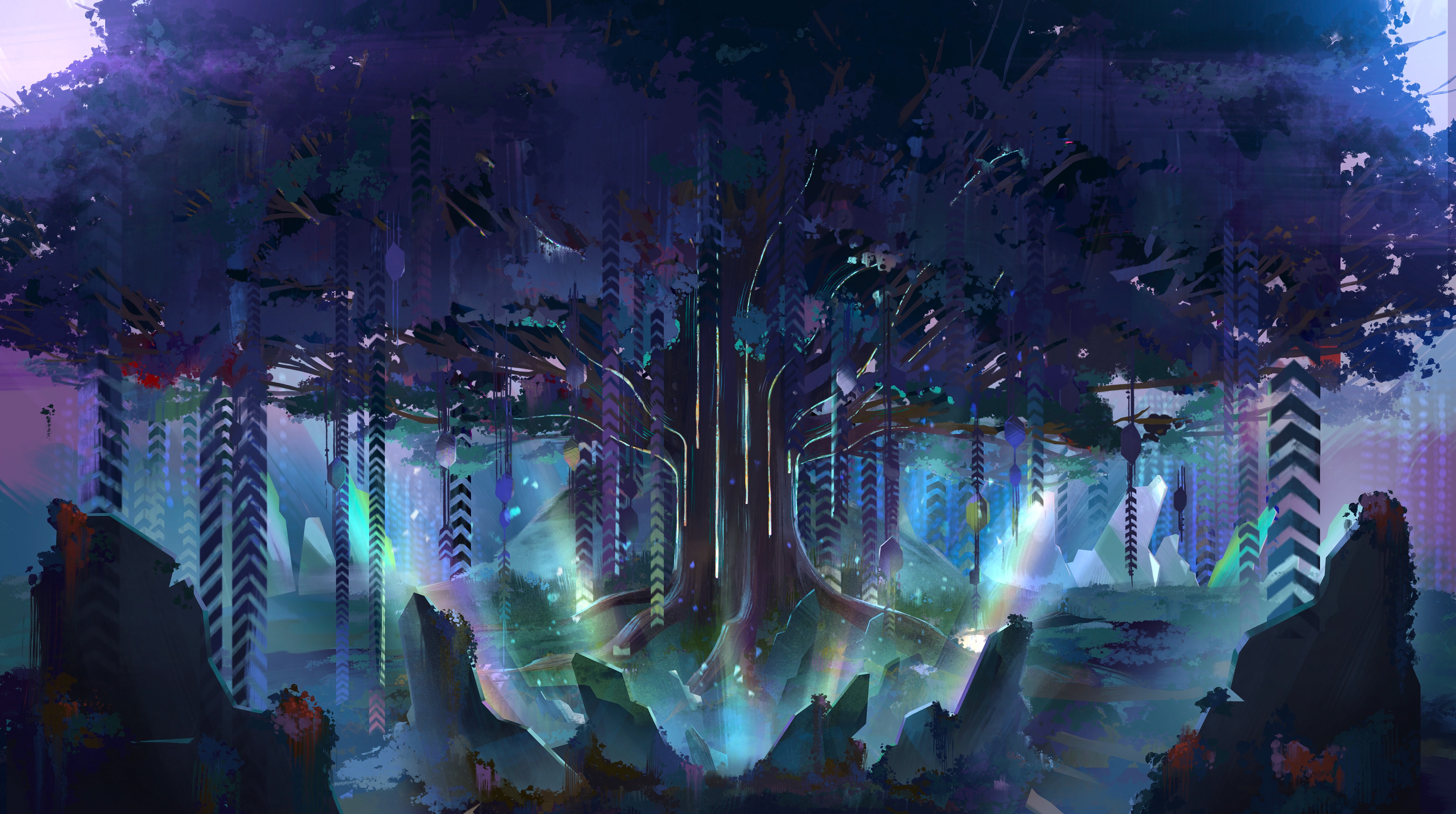 Background layout and painting for the Tree (film location)