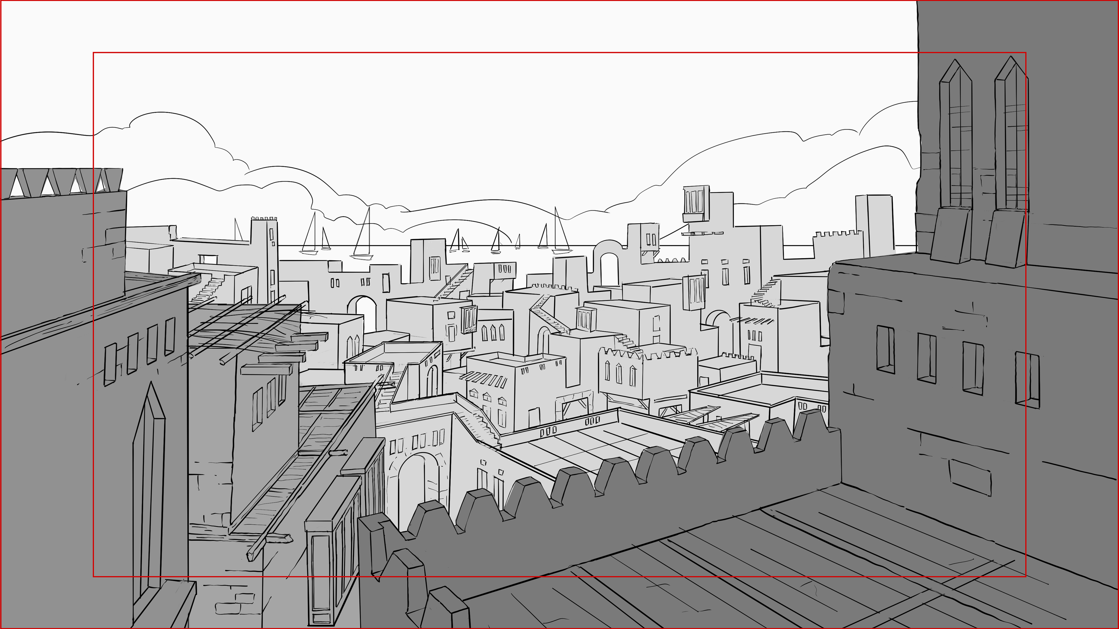 Background layout design for El Wajh (film location)