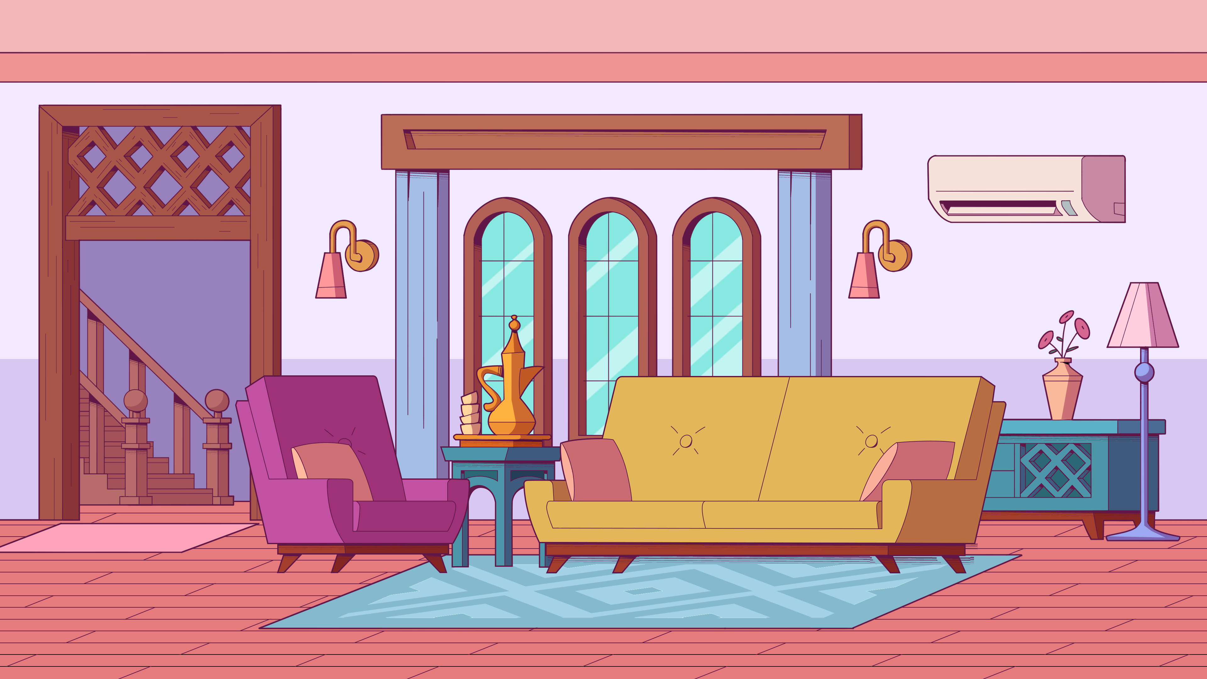 Concept frame – Counter angle of the living room (Day).