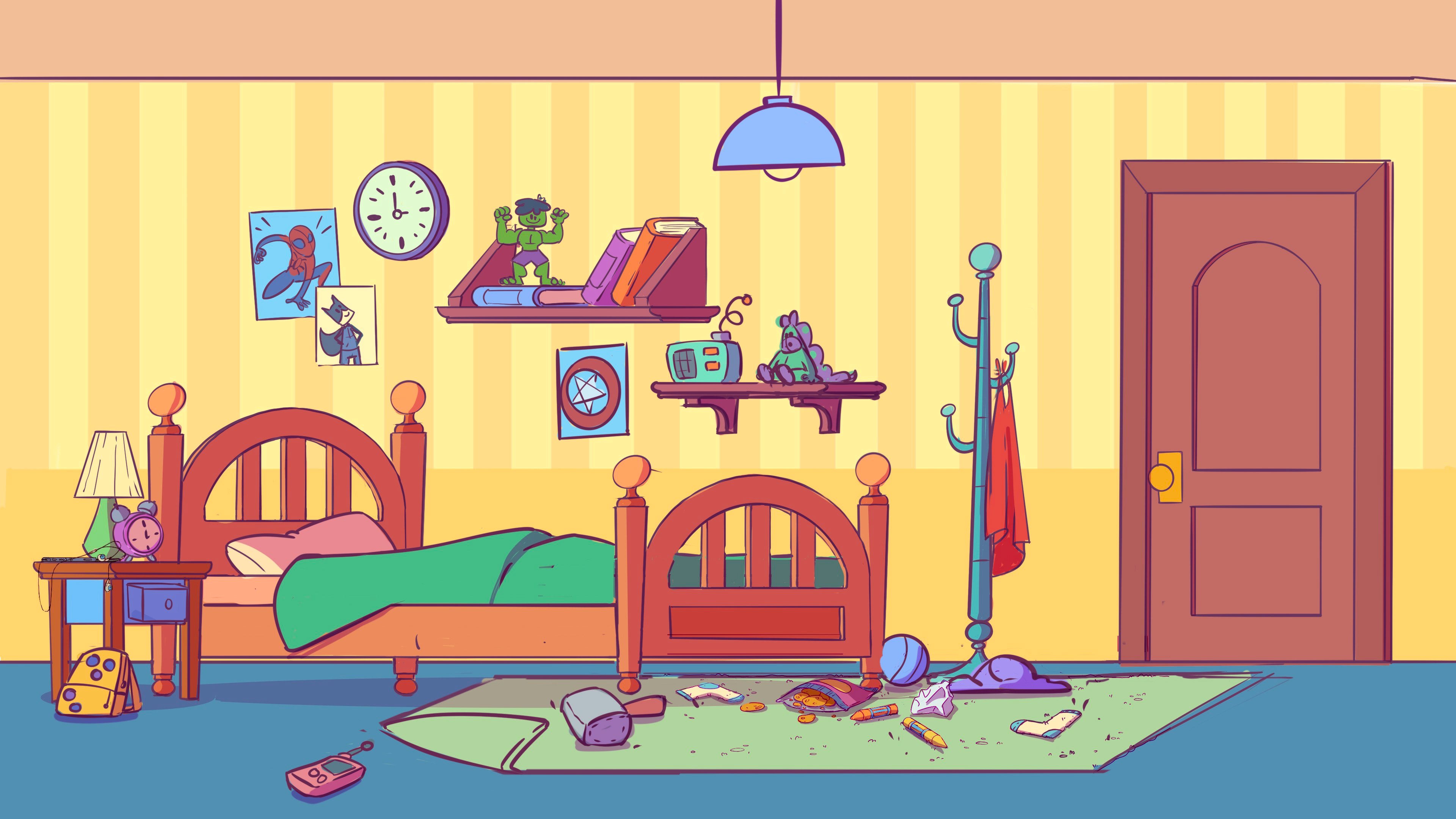 Concept frame – counter angle of Tariq's room (Day).
