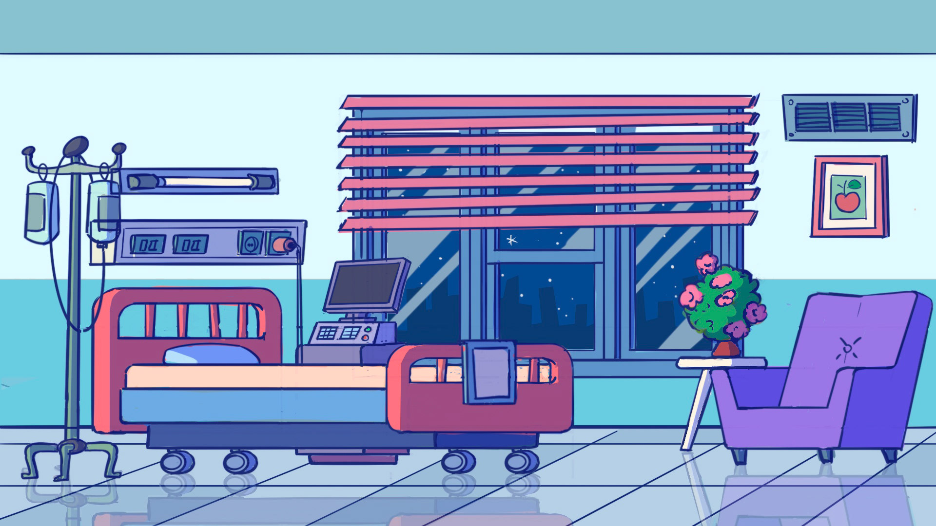 Concept frame – Hospital room (Night).