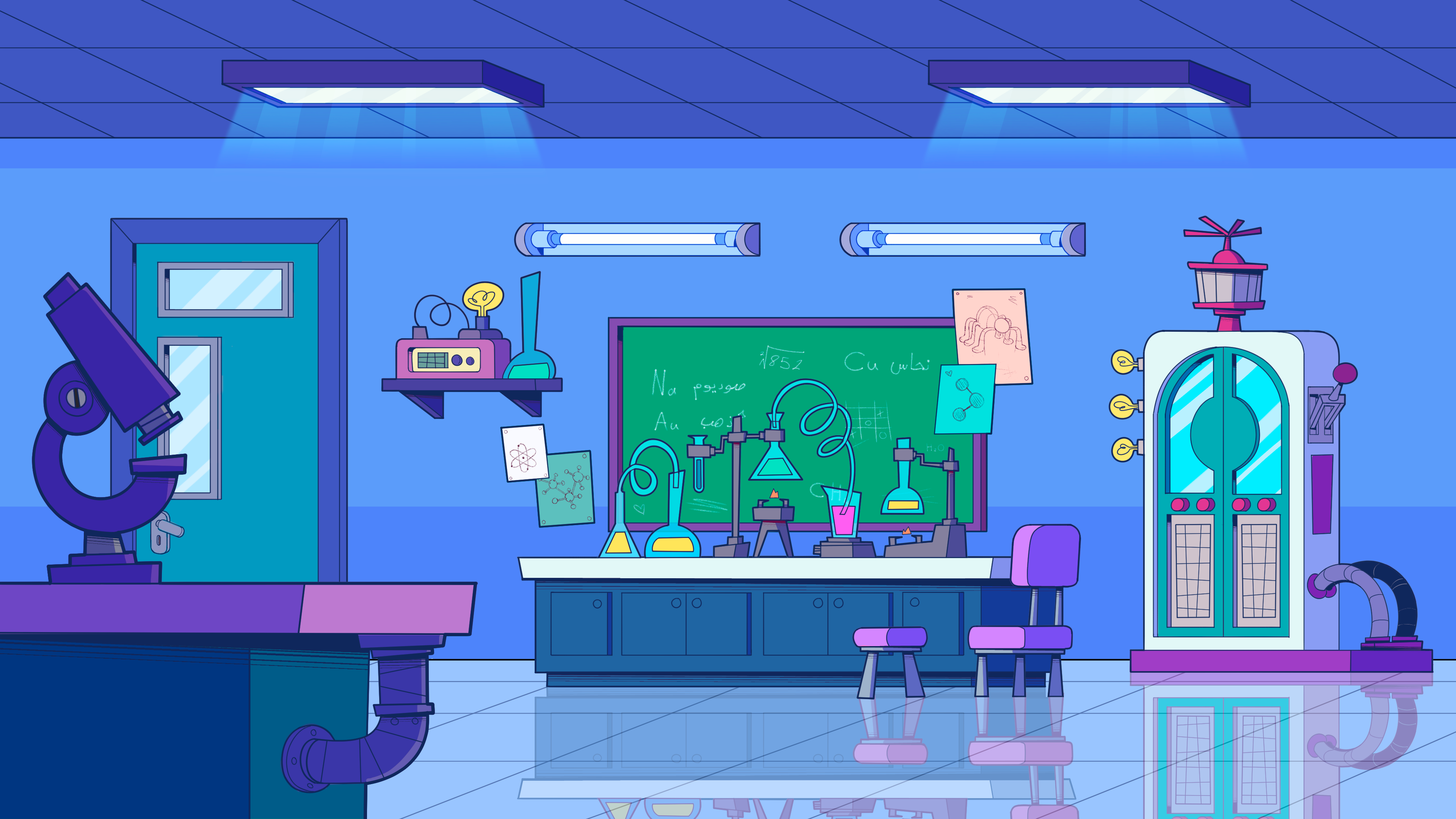 Concept frame – School lab (Night).