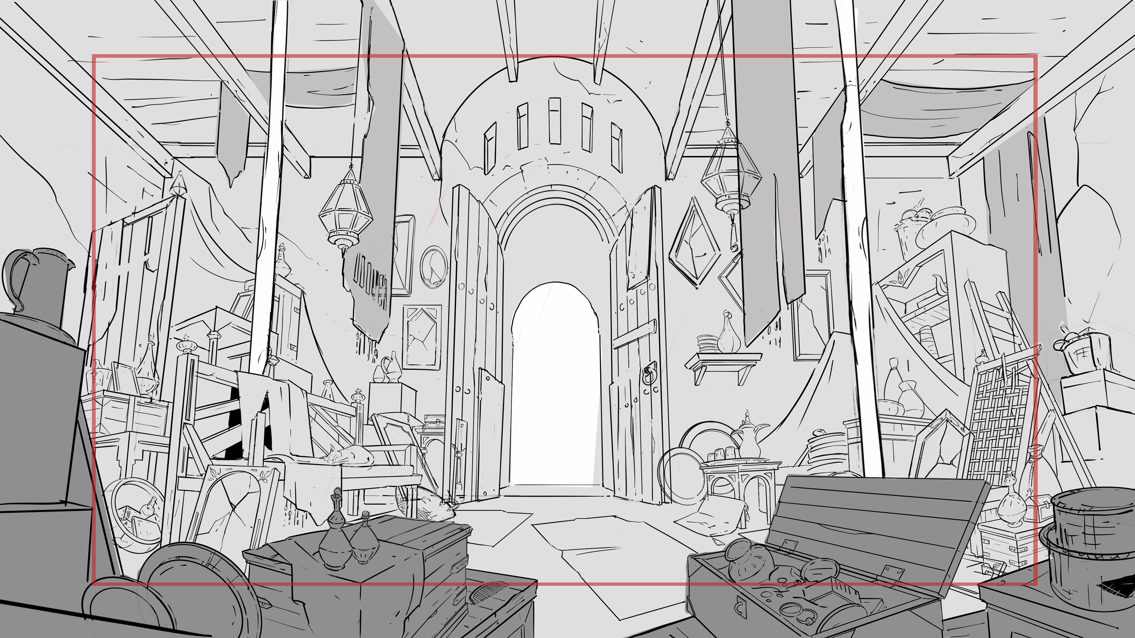 Background layout design for the Market (film location)