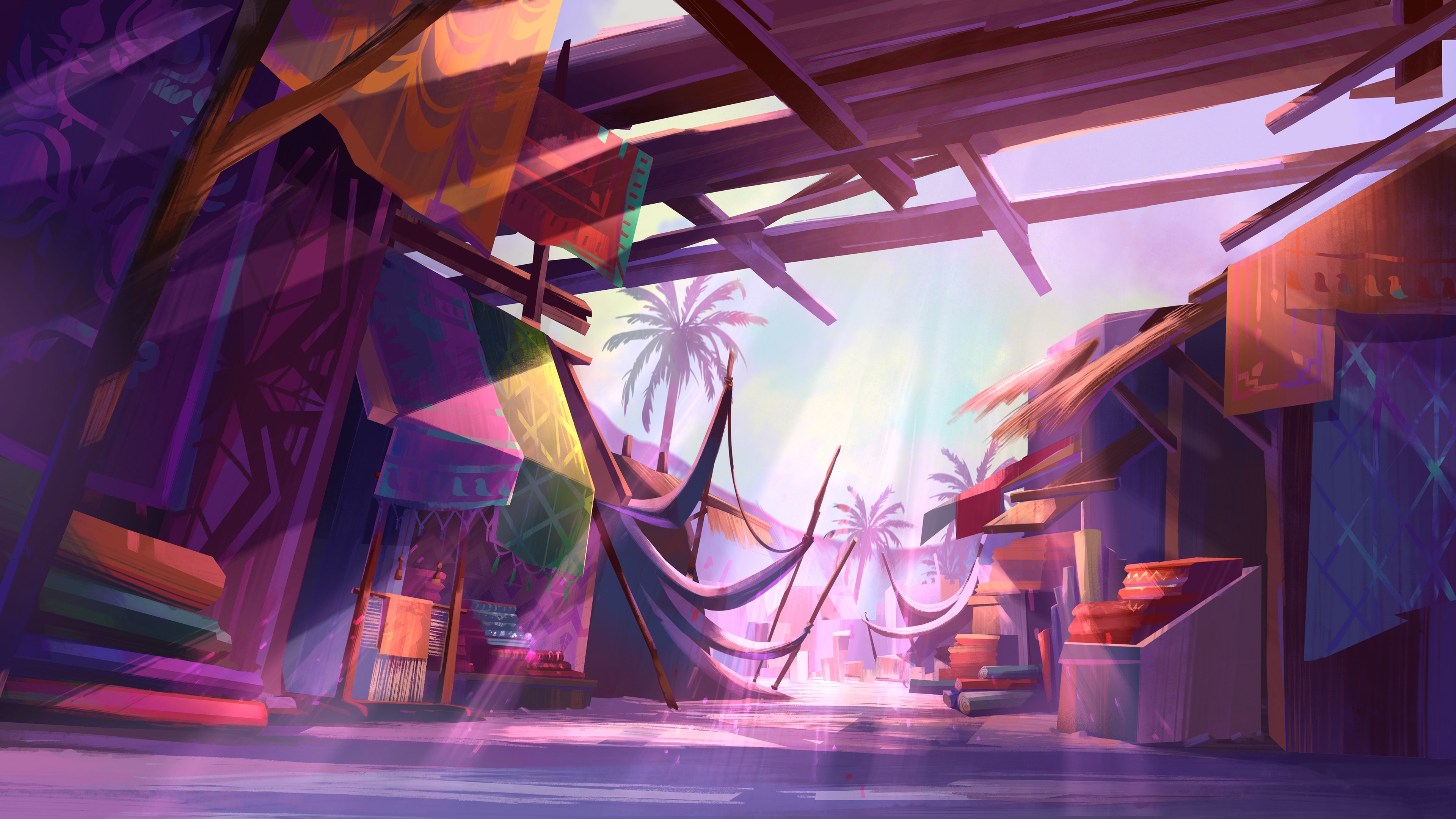 Background layout and painting for the Market (film location)