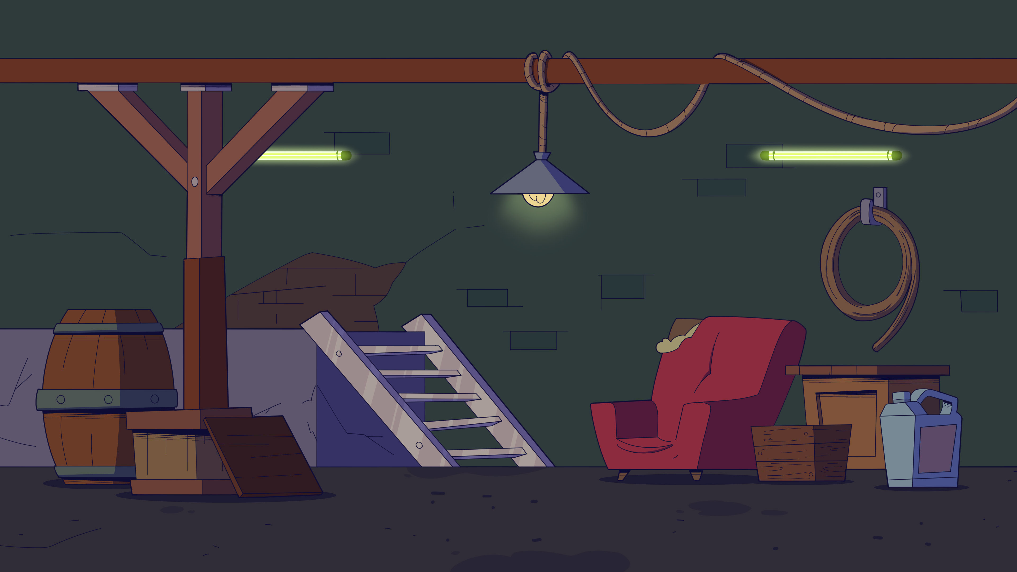 Concept frame – A counter angle of the gangs's hideout (Interior).