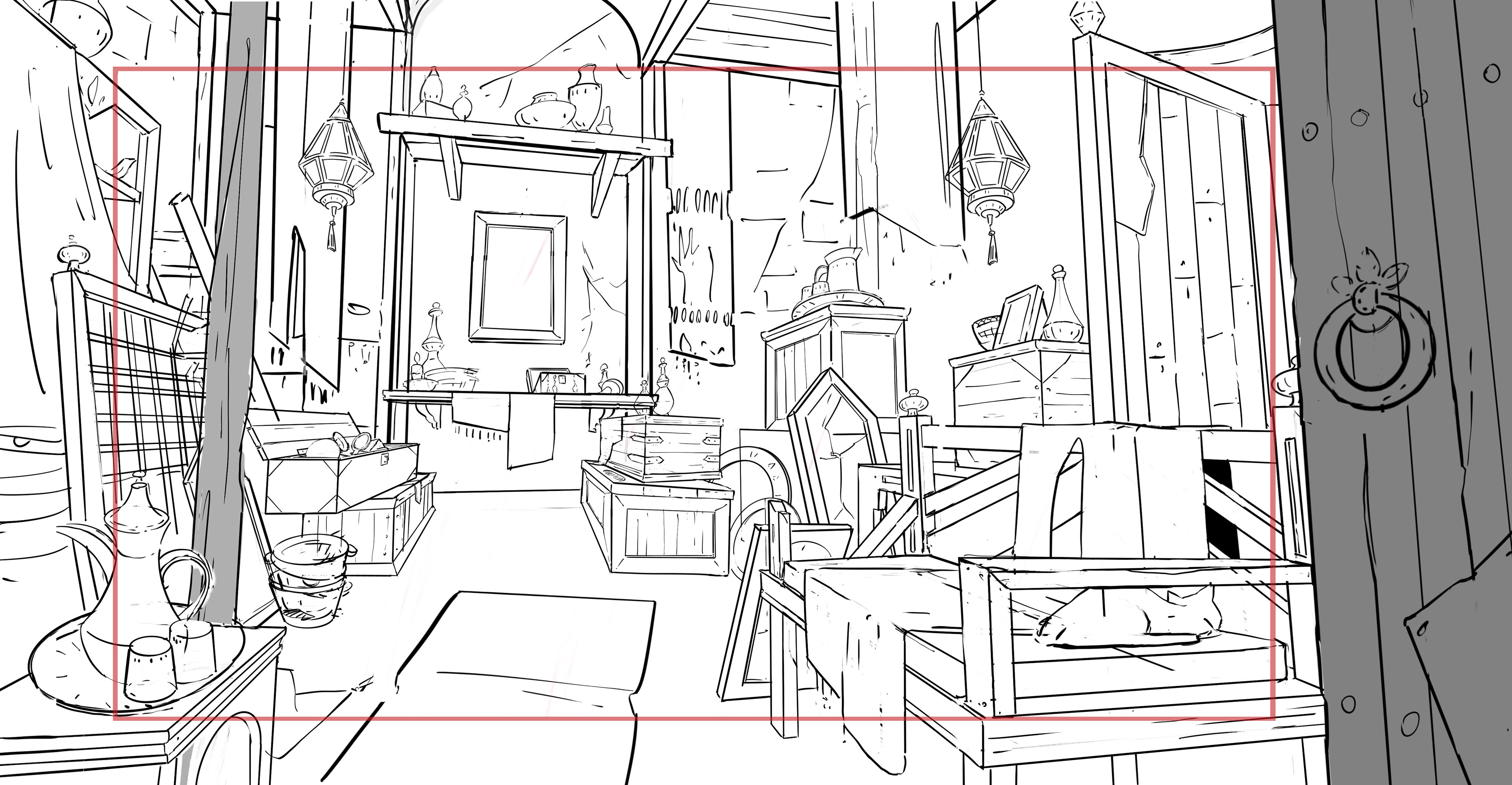 Background layout design for the Market (film location)