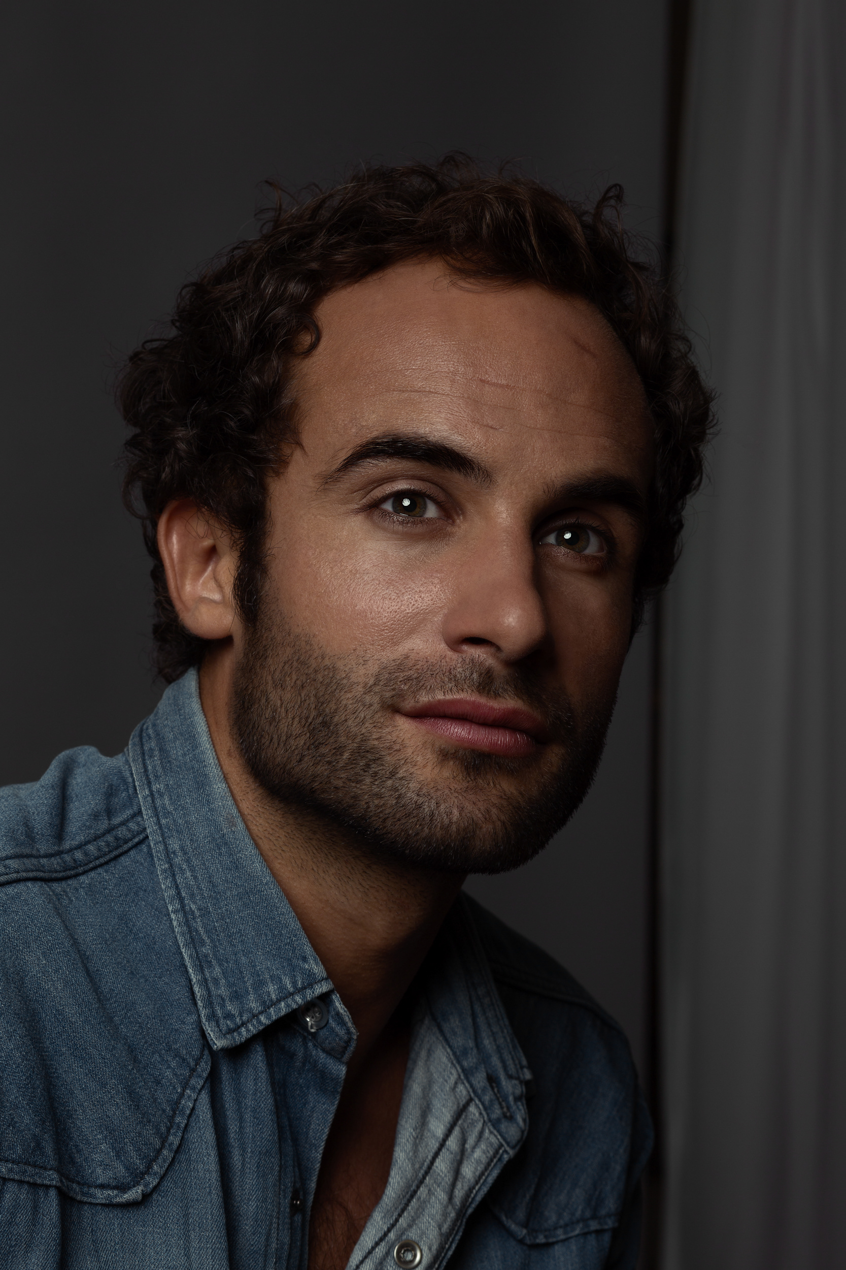 Studio portrait of French actor Bartholomew Bouteillis in Paris