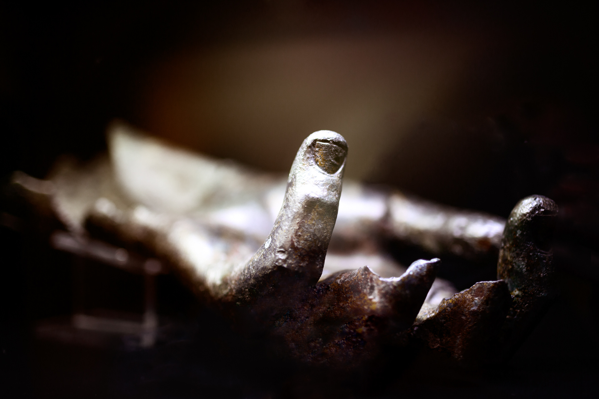 Remains of a colossal hand of a Roman statue in Italy