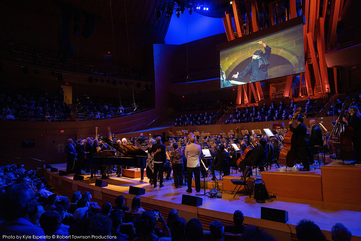 Tribute to Basil Poledouris at Walt Disney Hall. Photo on the screen by Julio Rodriguez.