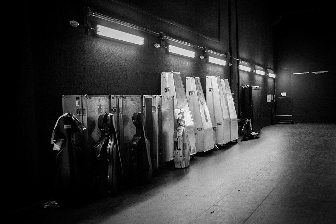 Suitcases behind the stage