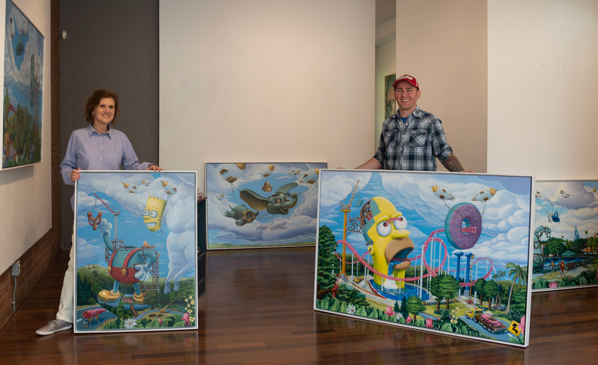 Gallerist Elaine Fleck with artist Todd Lawson