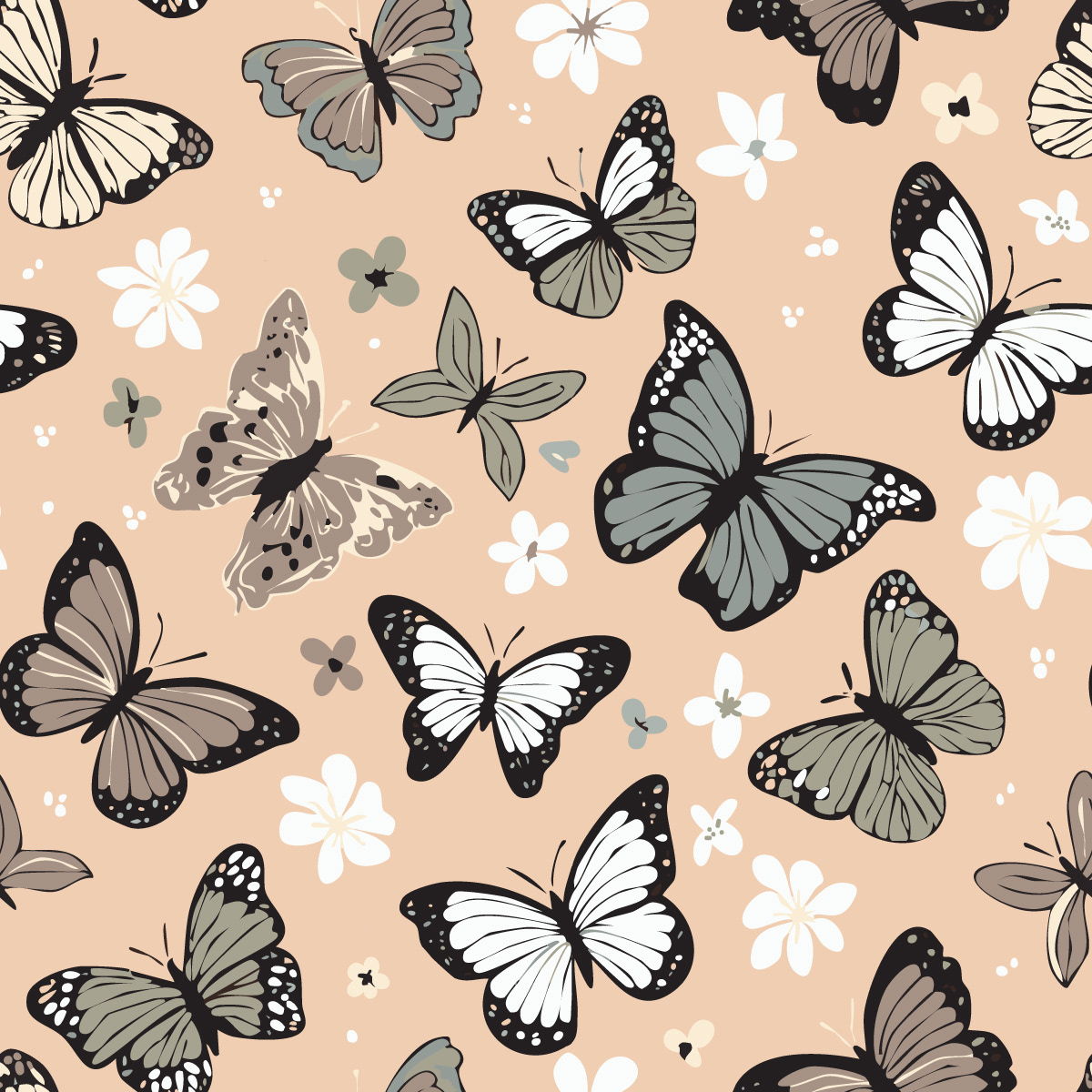 Boho Butterflies on Coral