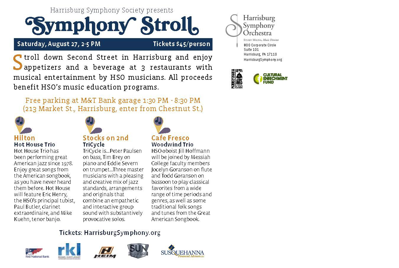Back of Symphony Stroll Postcard
