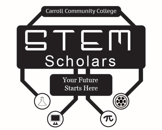 Logo for the STEM Scholars (Black and White)