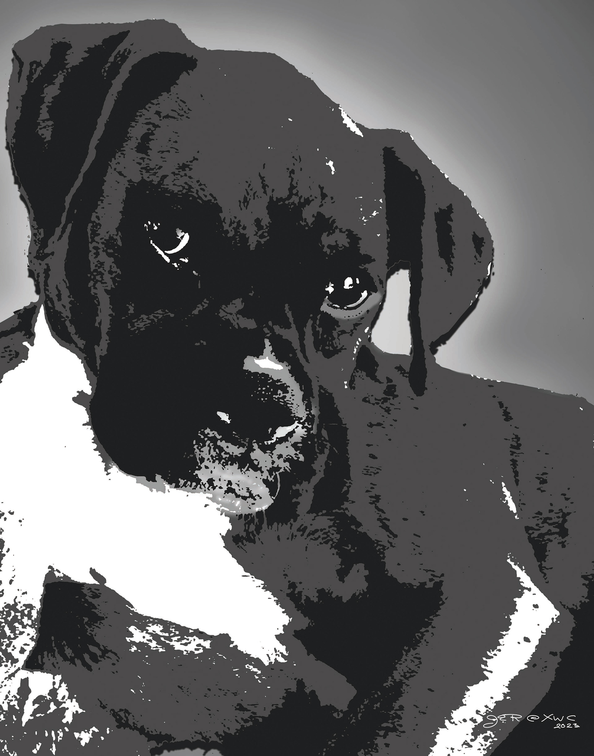 Dog Grayscale Pop Art Pet Portrait