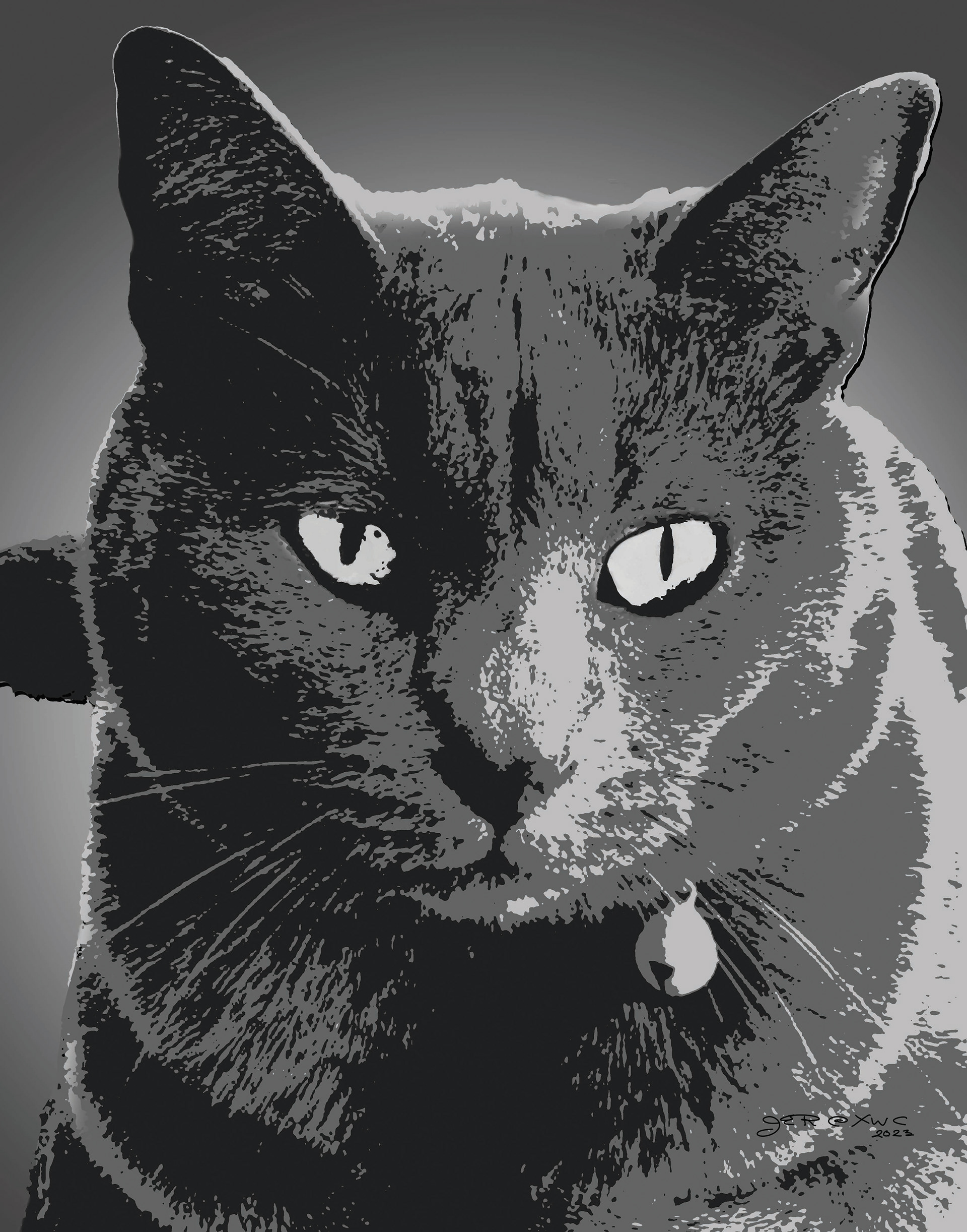 Cat Grayscale Pop Art Pet Portrait