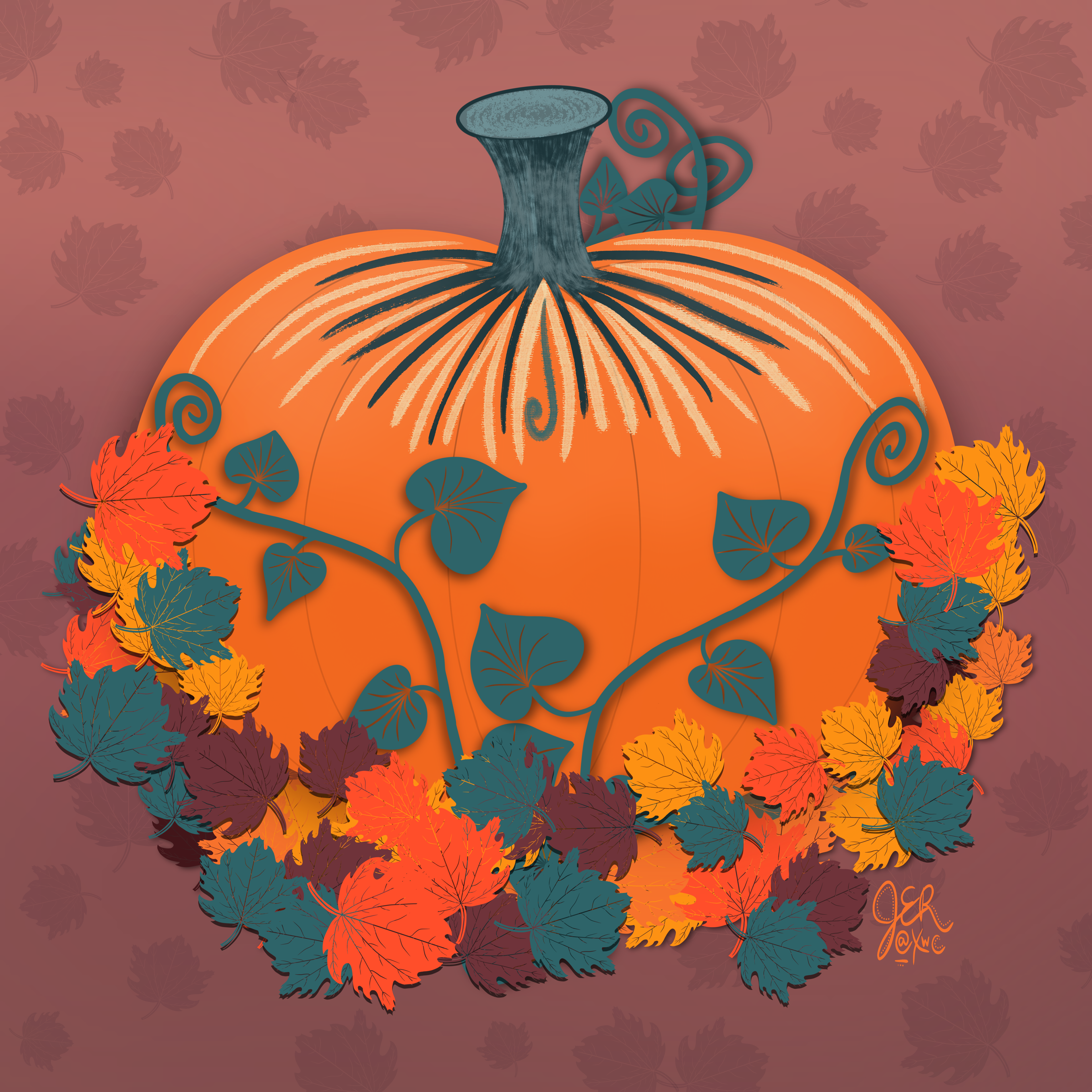 Fall Pumpkin Created in Procreate