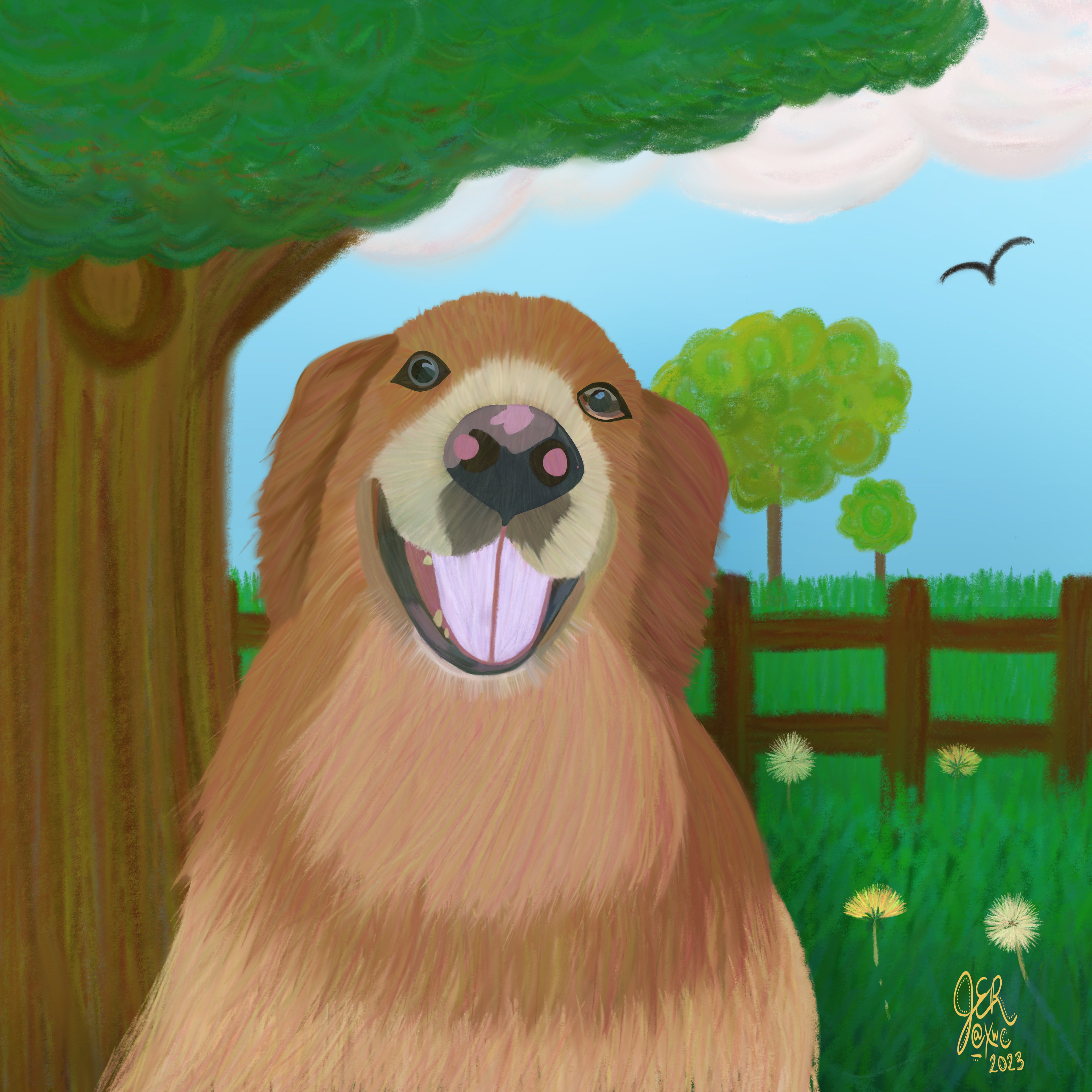 Golden Retriever Created in Procreate