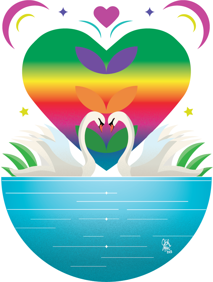 Rainbow Love Swans Created in Adobe Illustrator