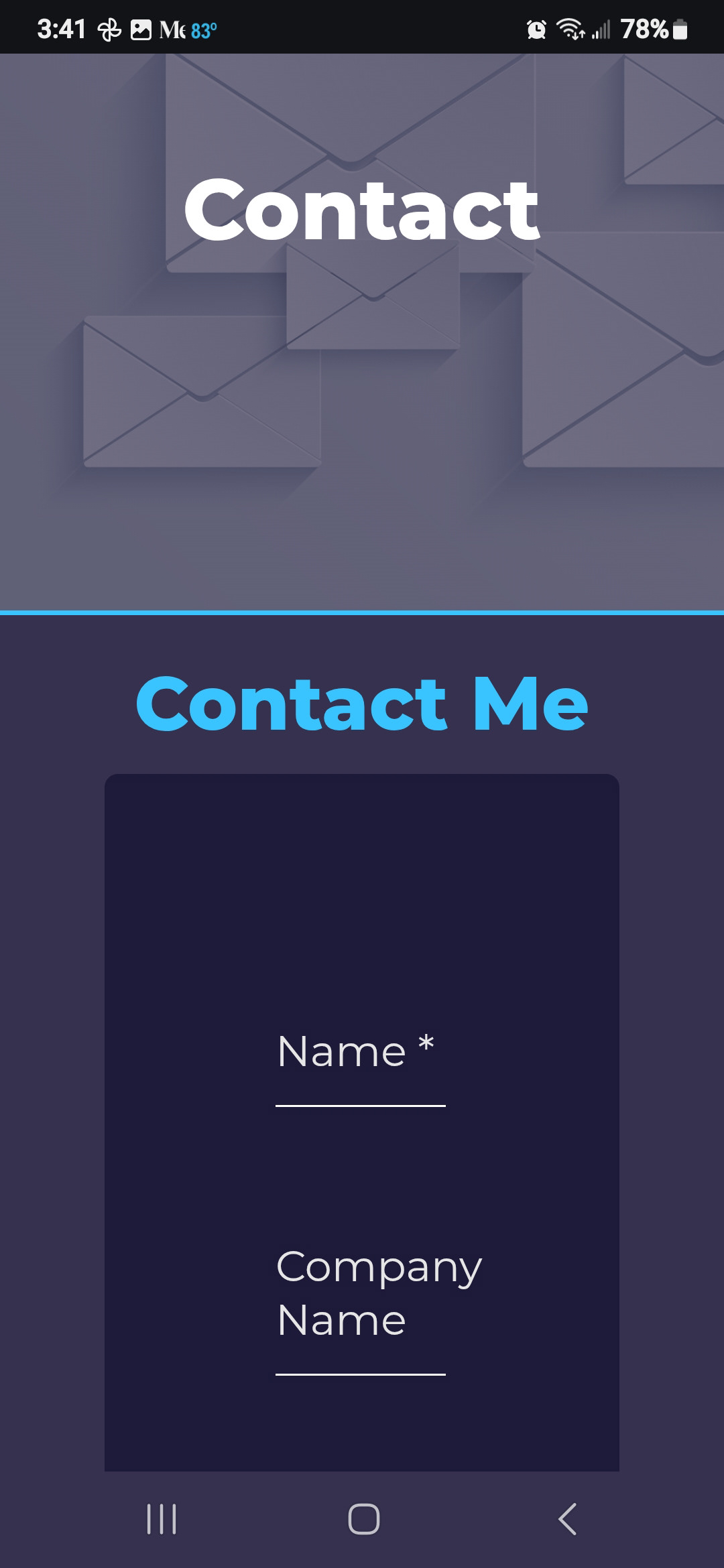 Contact Page - Mobile