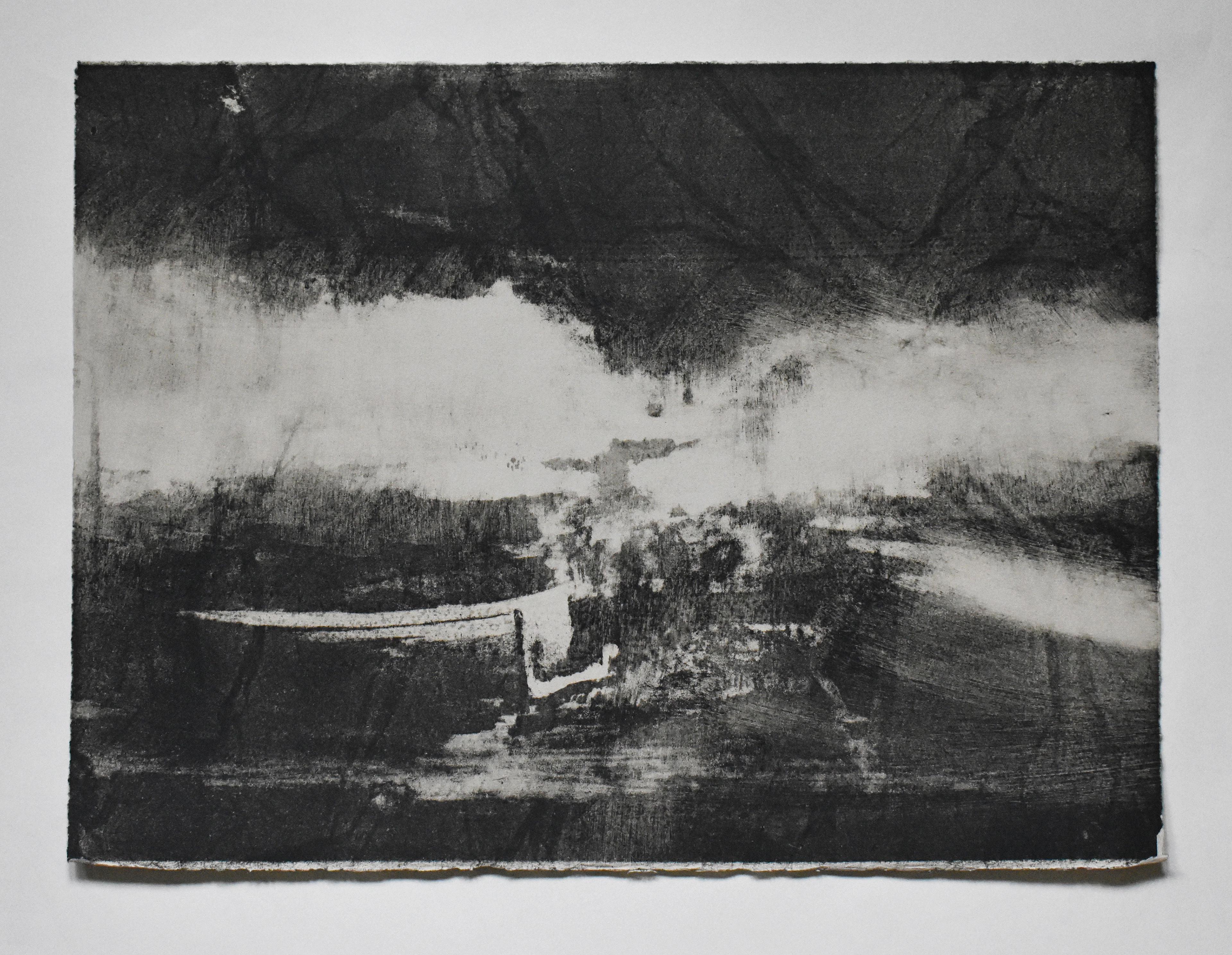 'Boats at Ballantrae'. Lithograph on paper. 38 x 28cm.