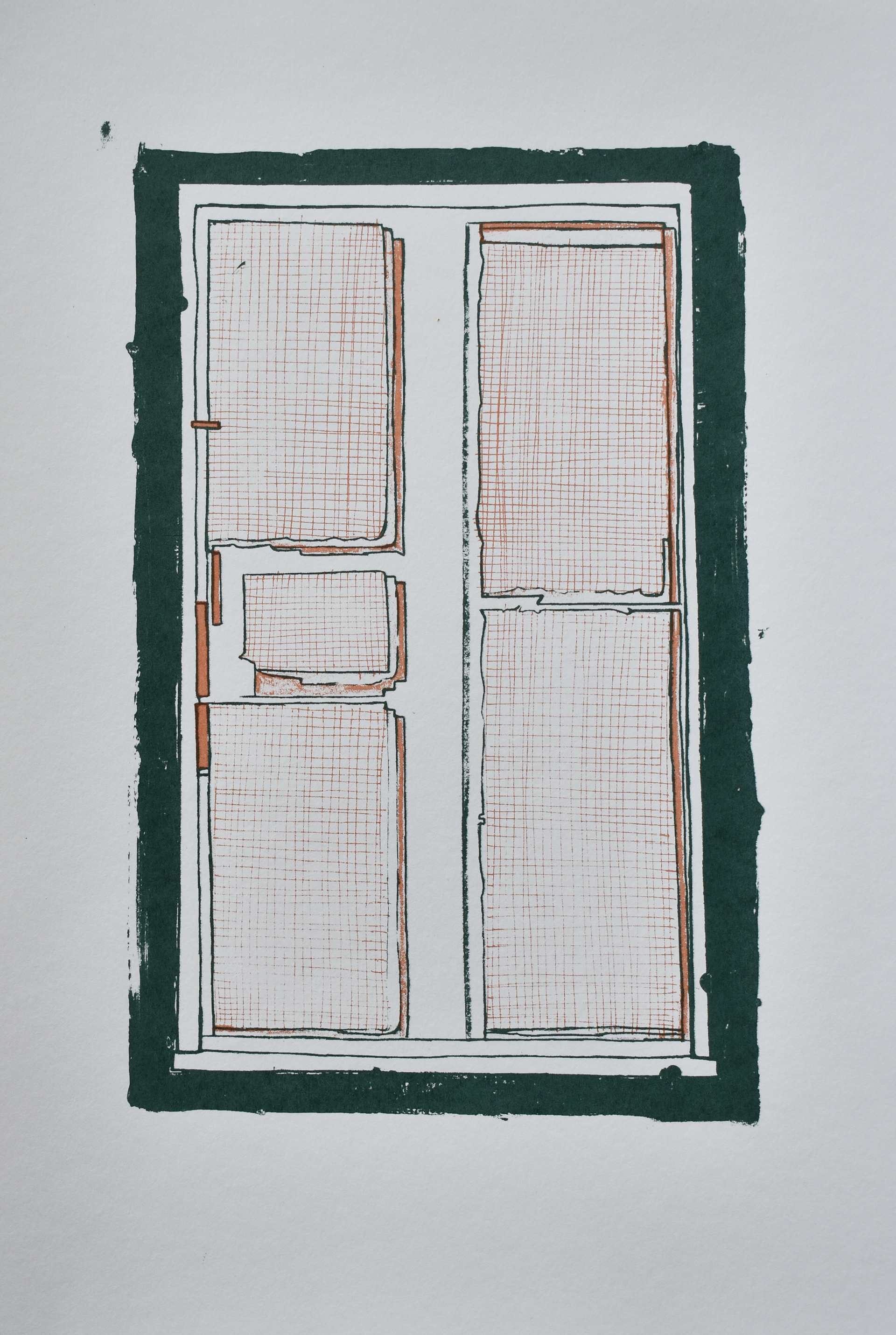 Window in the studio. Screen print. 28 x 38cm. 1/1