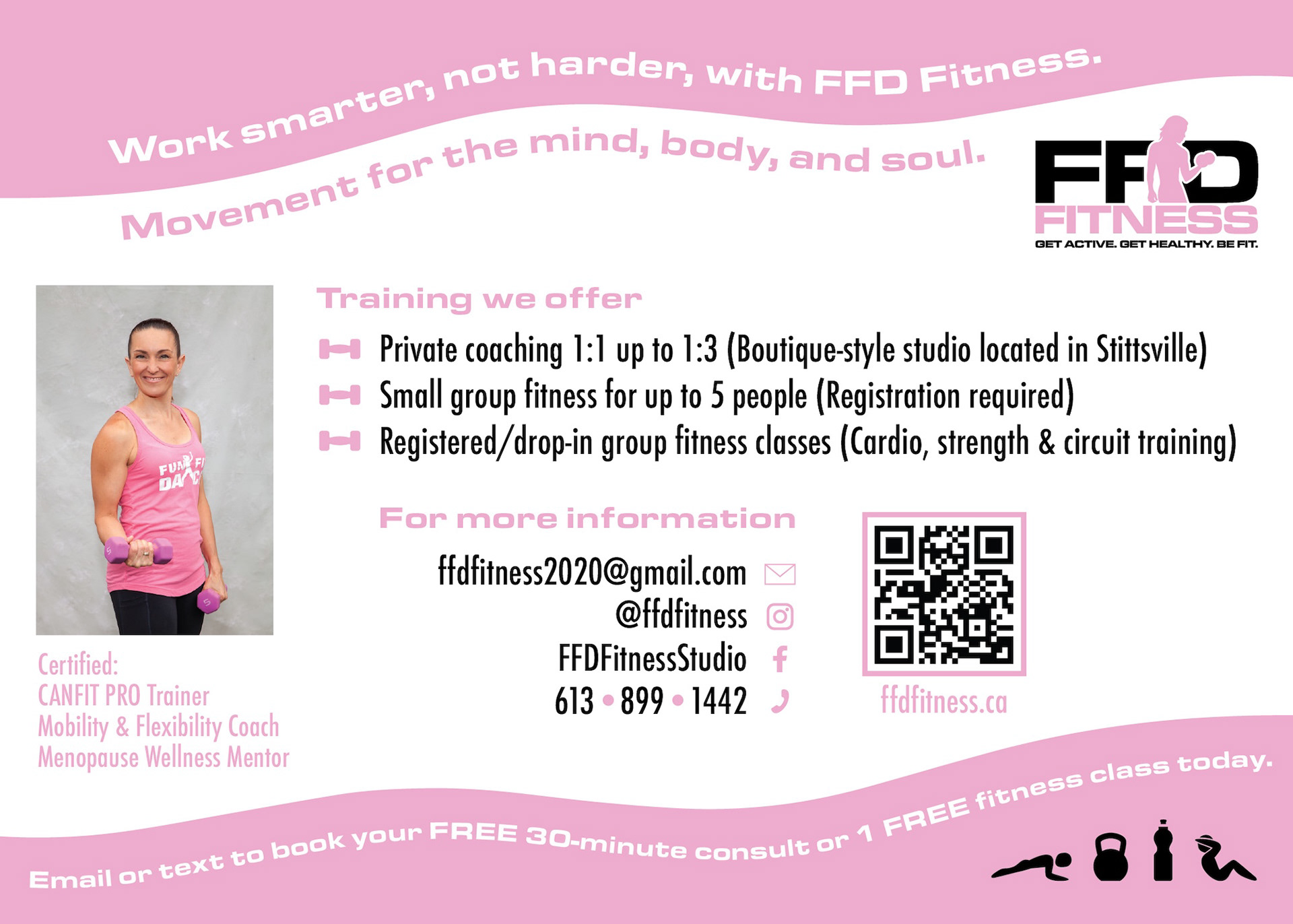 Postcard design for fitness coach