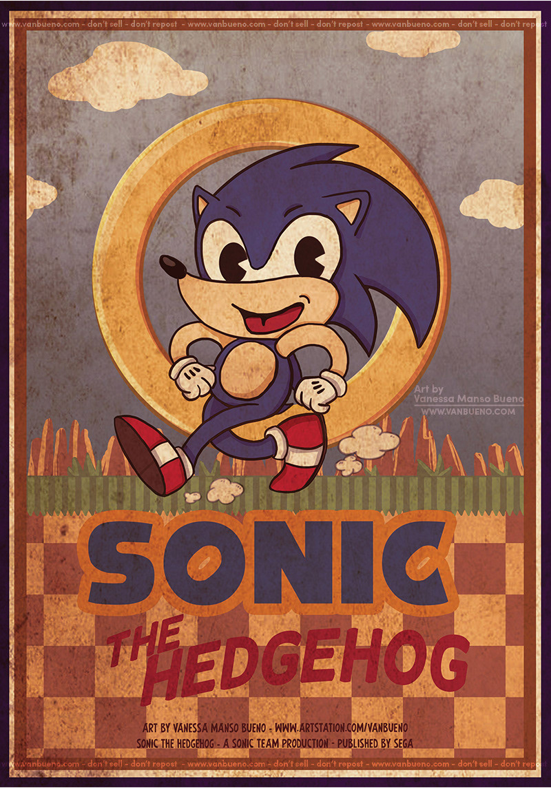 Sonic - Cartoon Cuphead Style