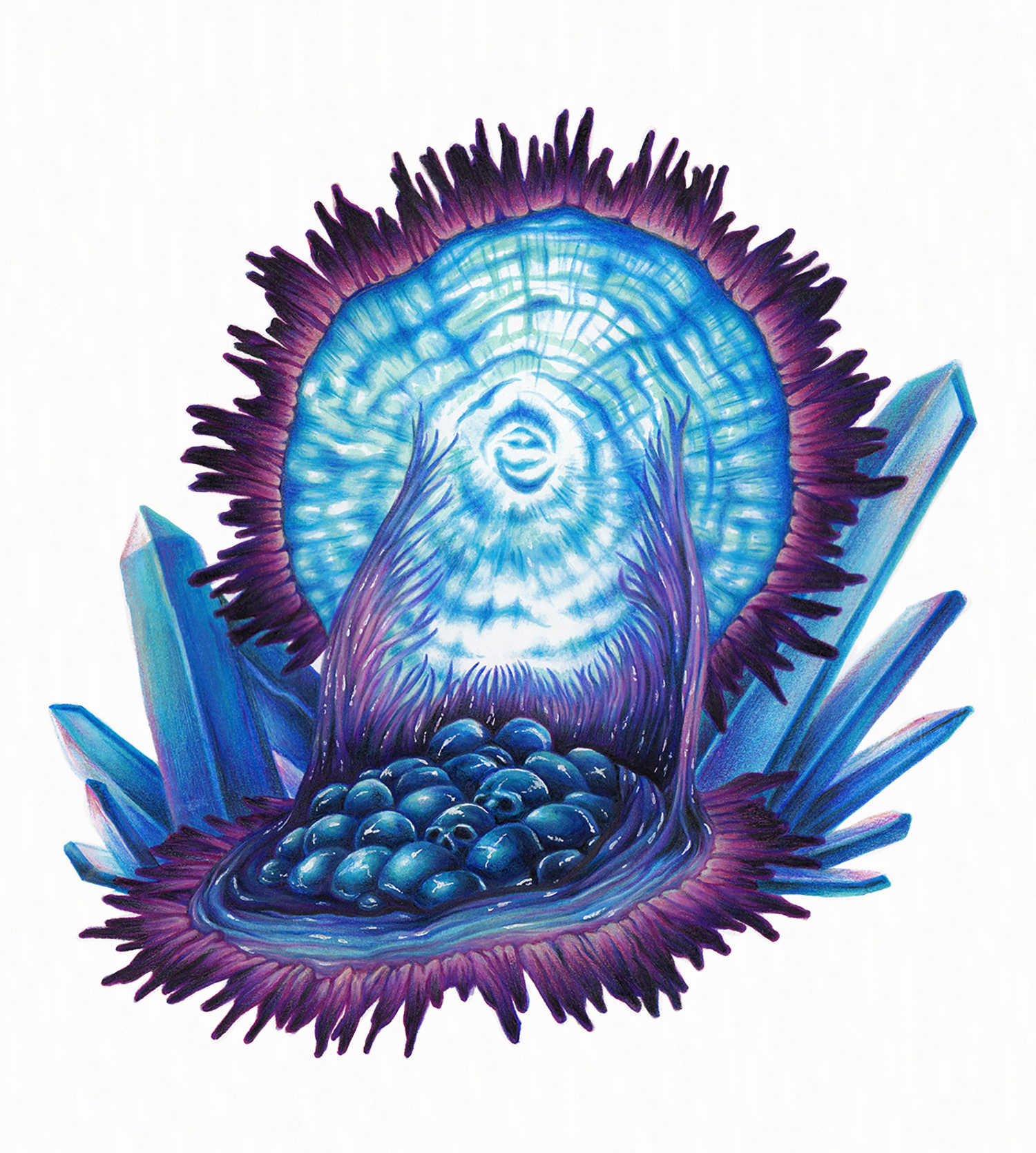 "Death Pearls" - Samantha Pascavis - 2021 - 10 x 8, Colored pencil and alcohol marker on Bristol board - "Dark Souls" video game favorite creature fan art