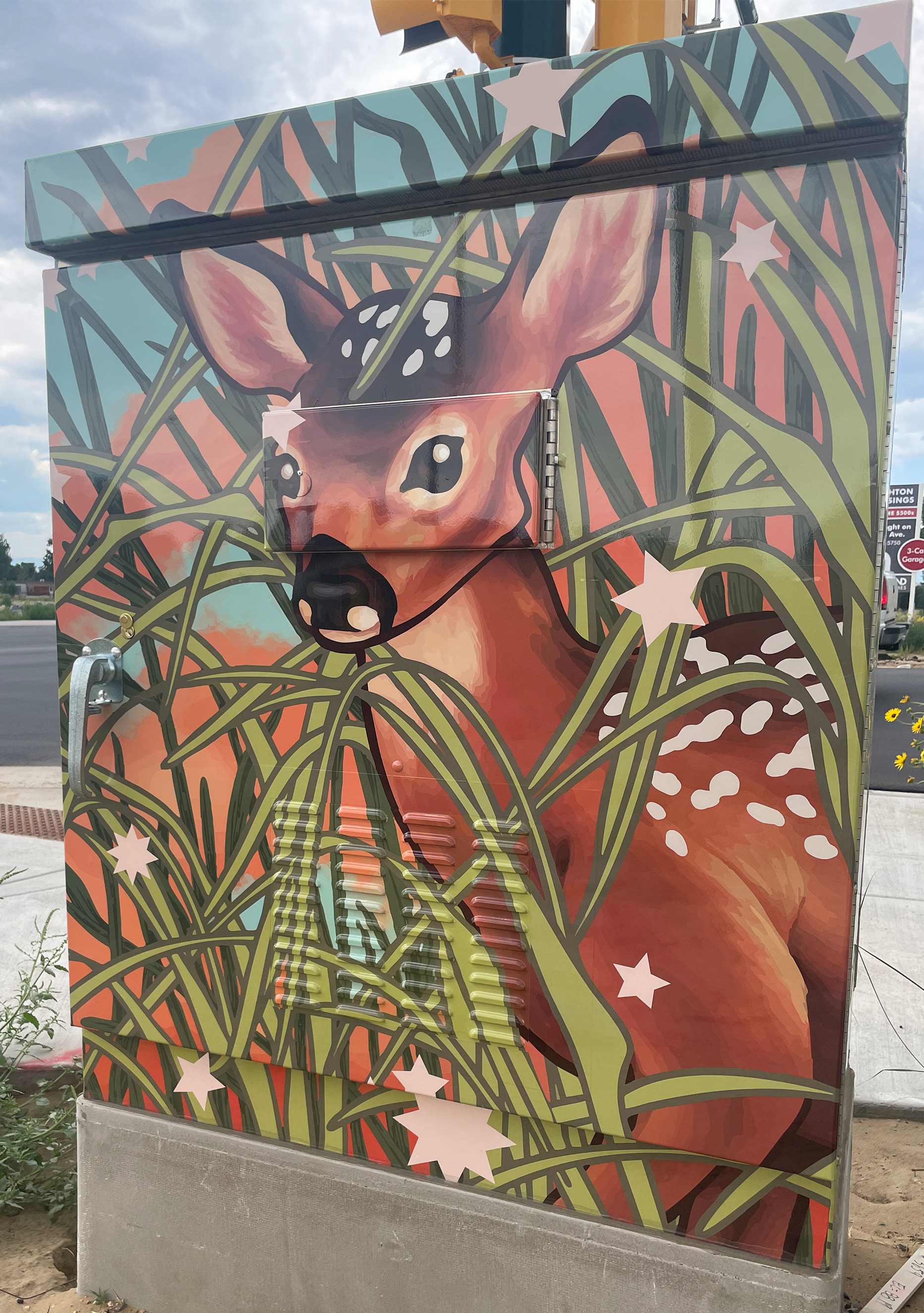 "Fawns in the Field" Front Traffic Box - 2025 - Telluride and Bridge St. intersection in Brighton, CO
