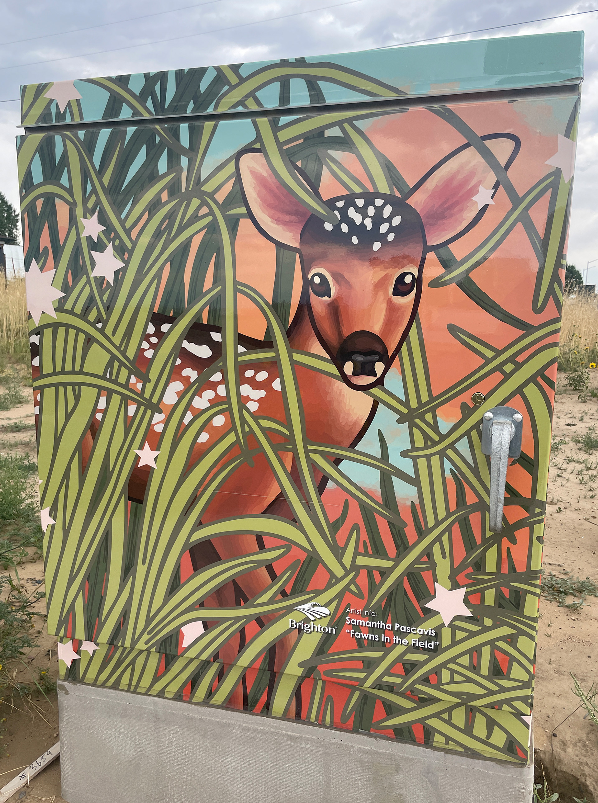 "Fawns in the Field" Back Traffic Box - 2025 - Telluride and Bridge St. intersection in Brighton, CO
