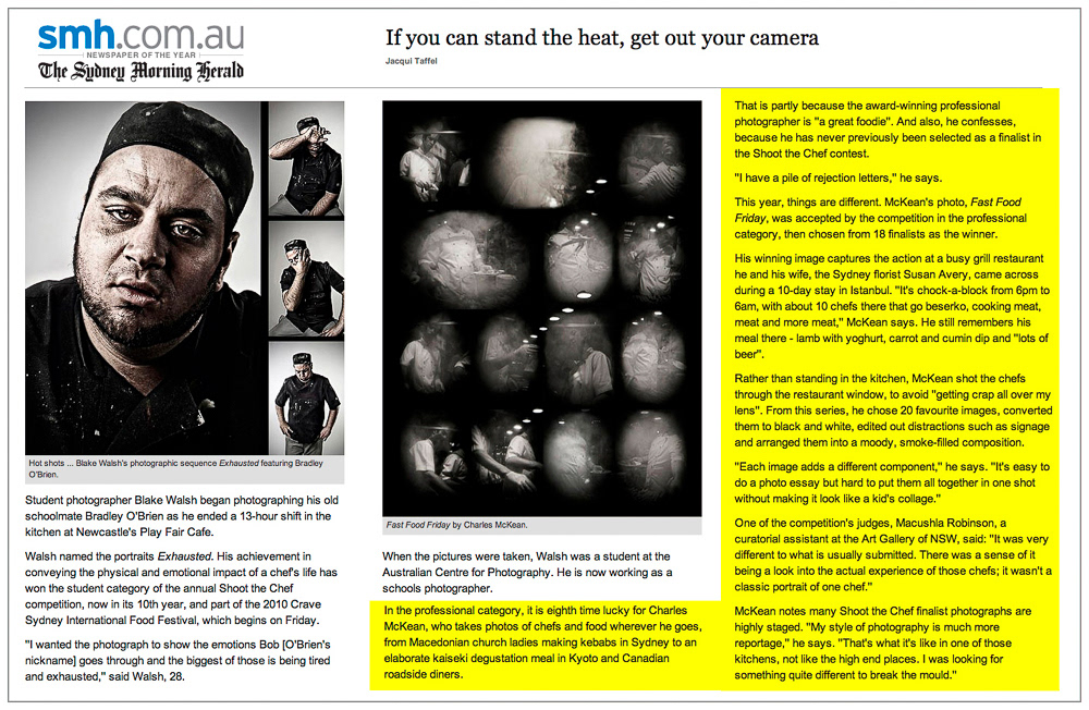 Shoot the Chef, Sydney Morning Herald