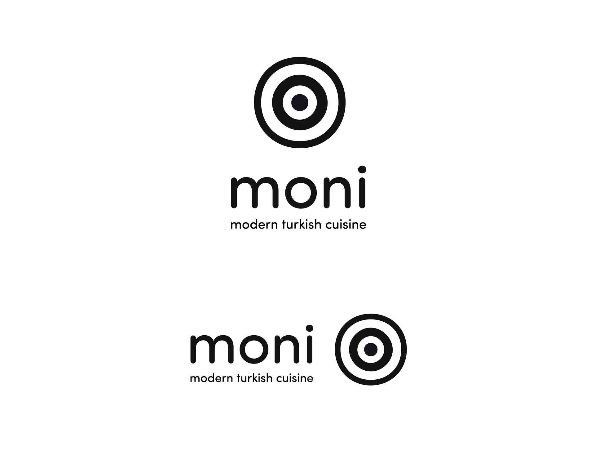 Primary (top) and secondary (bottom) logos with tagline, black & white