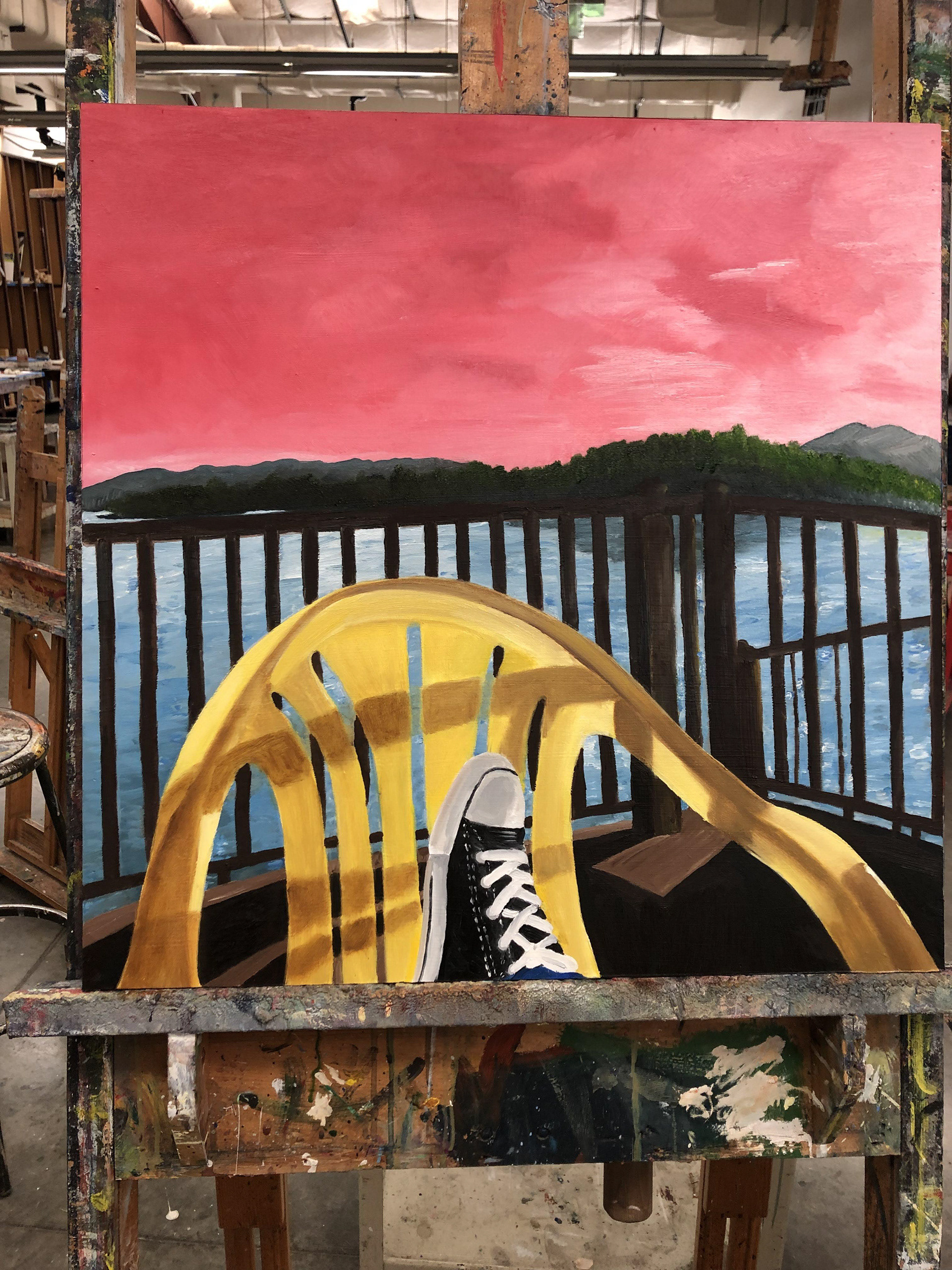 Blended Oil painting, on self-created wood panel. 24'X24'