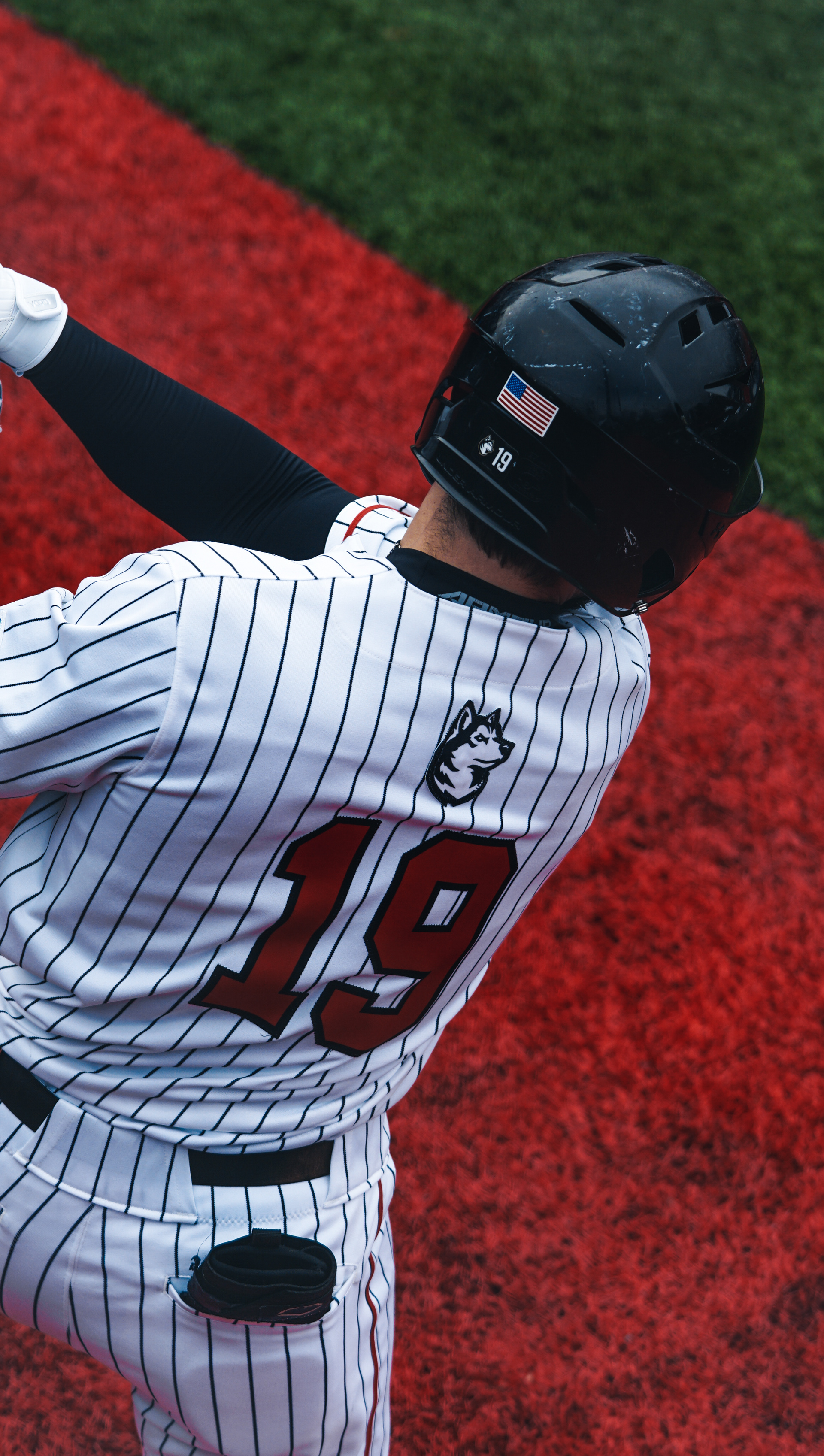 #19 Luke Beckstein prepares to go up to bat.