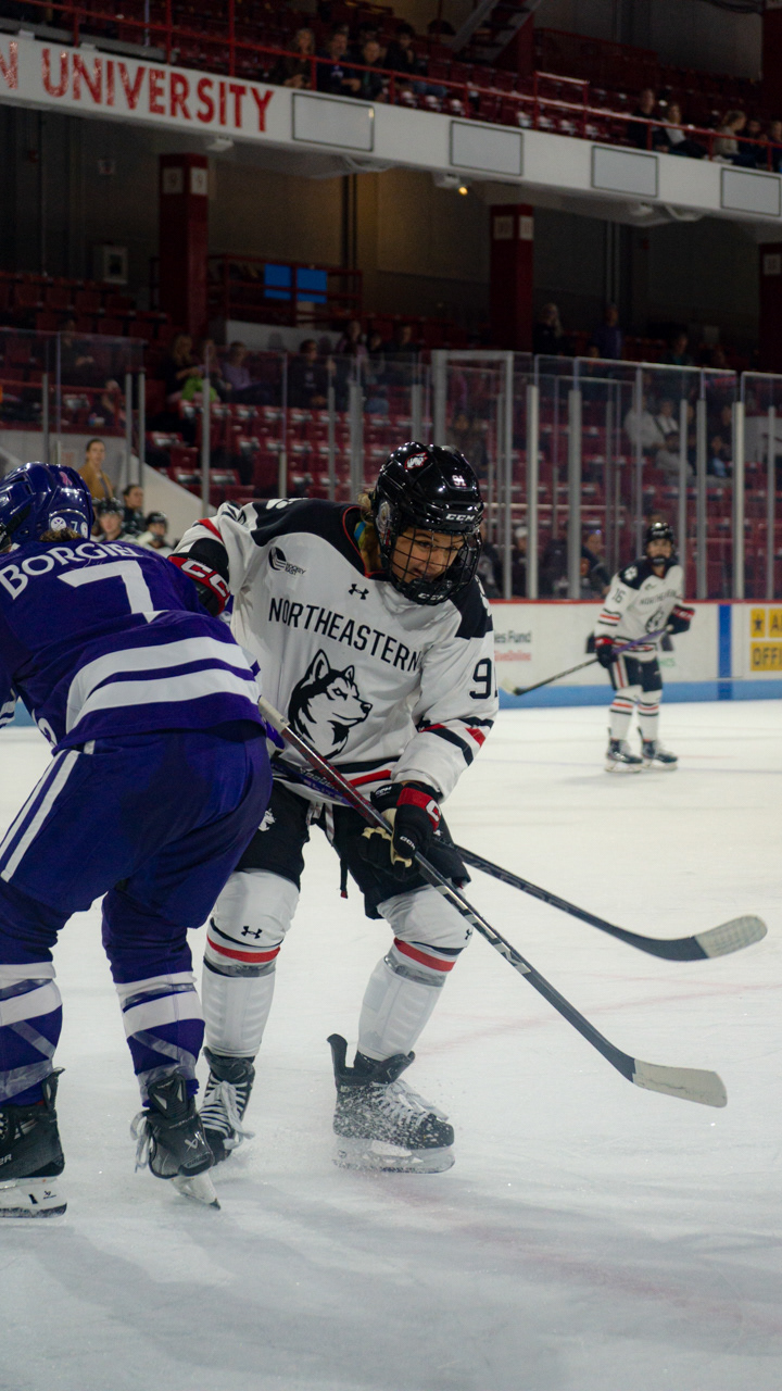 #9 Kristina Allard defends the puck.