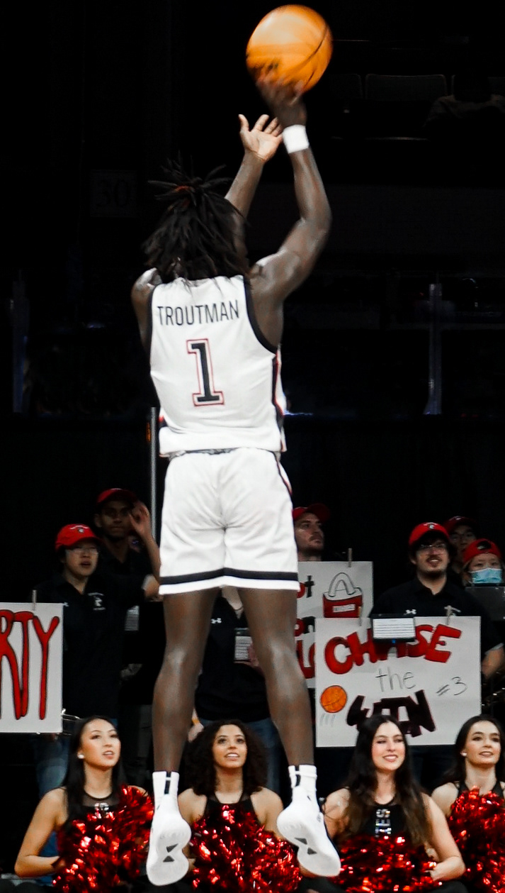 #1 Masai Troutman takes a jumpshot.