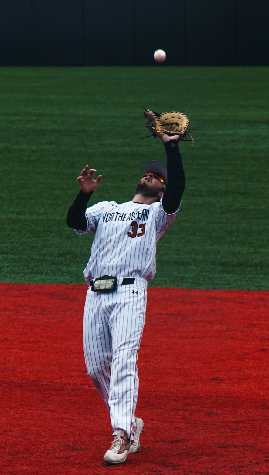 #33 Tyler MacGregor catches a pop-fly.