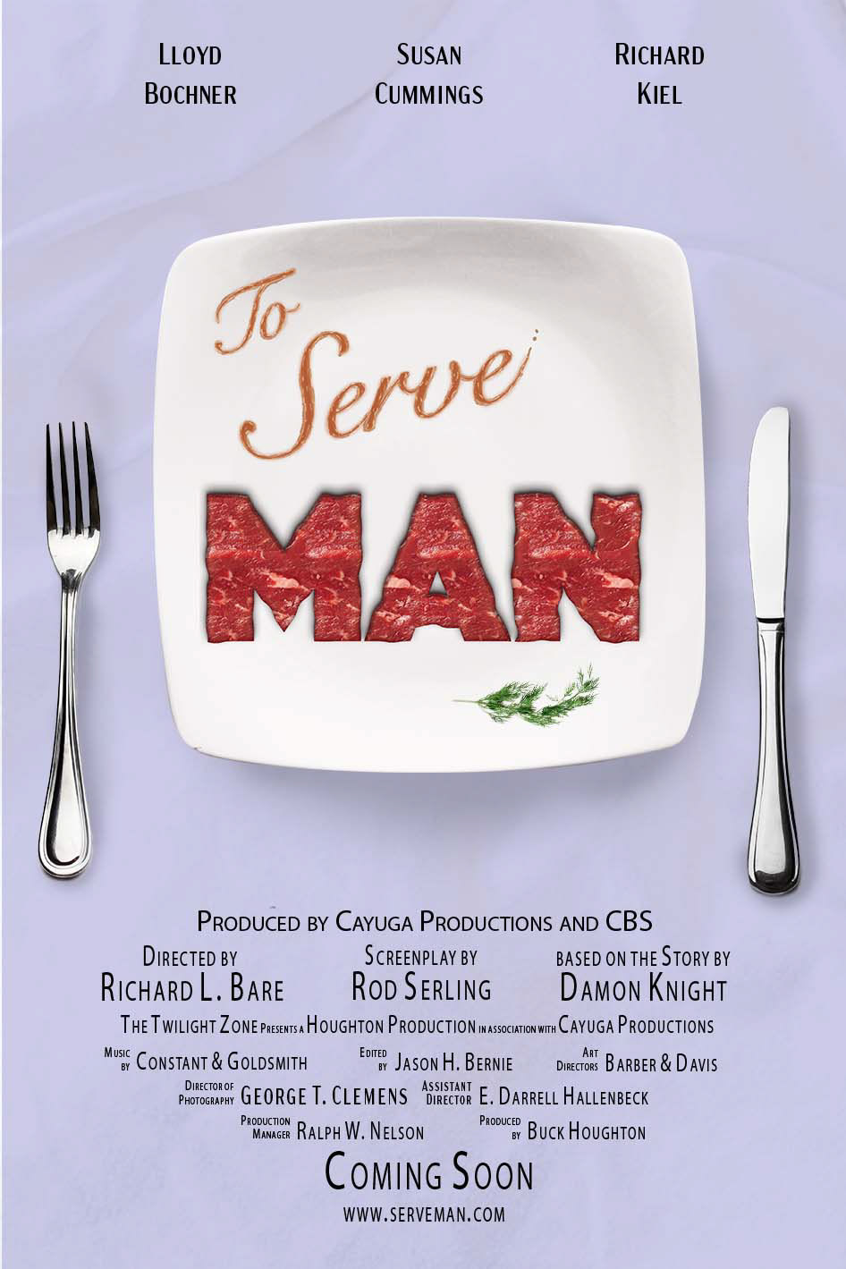 A movie poster for the Twilight Zone episode titled "To Serve Man".