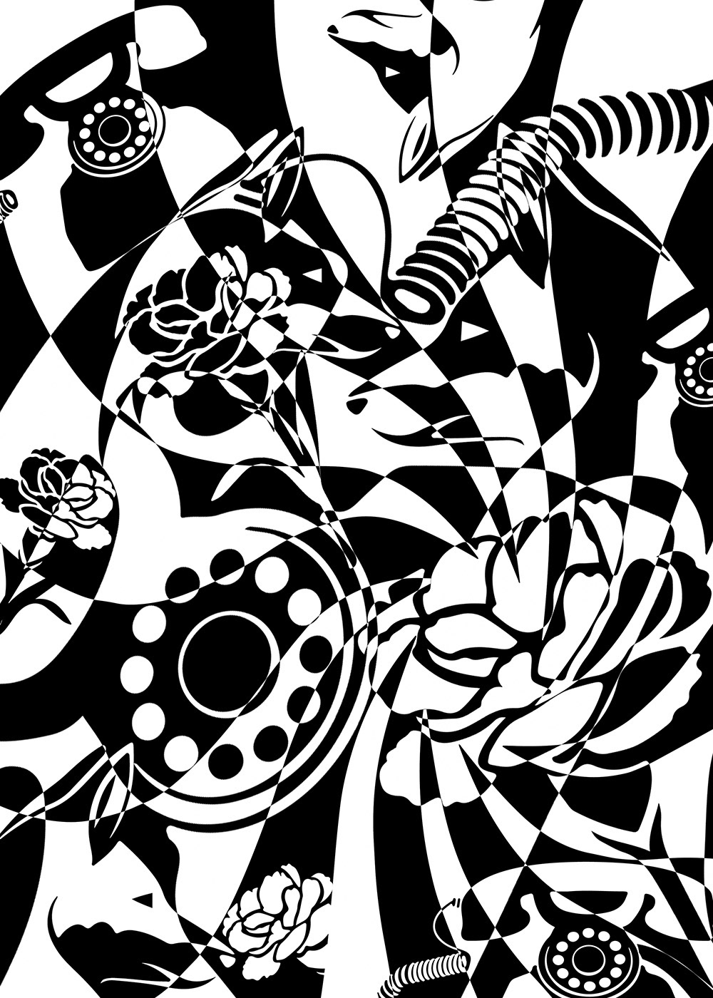 Collage of Spiral Background with Three Icons, Adobe Illustrator, Photoshop