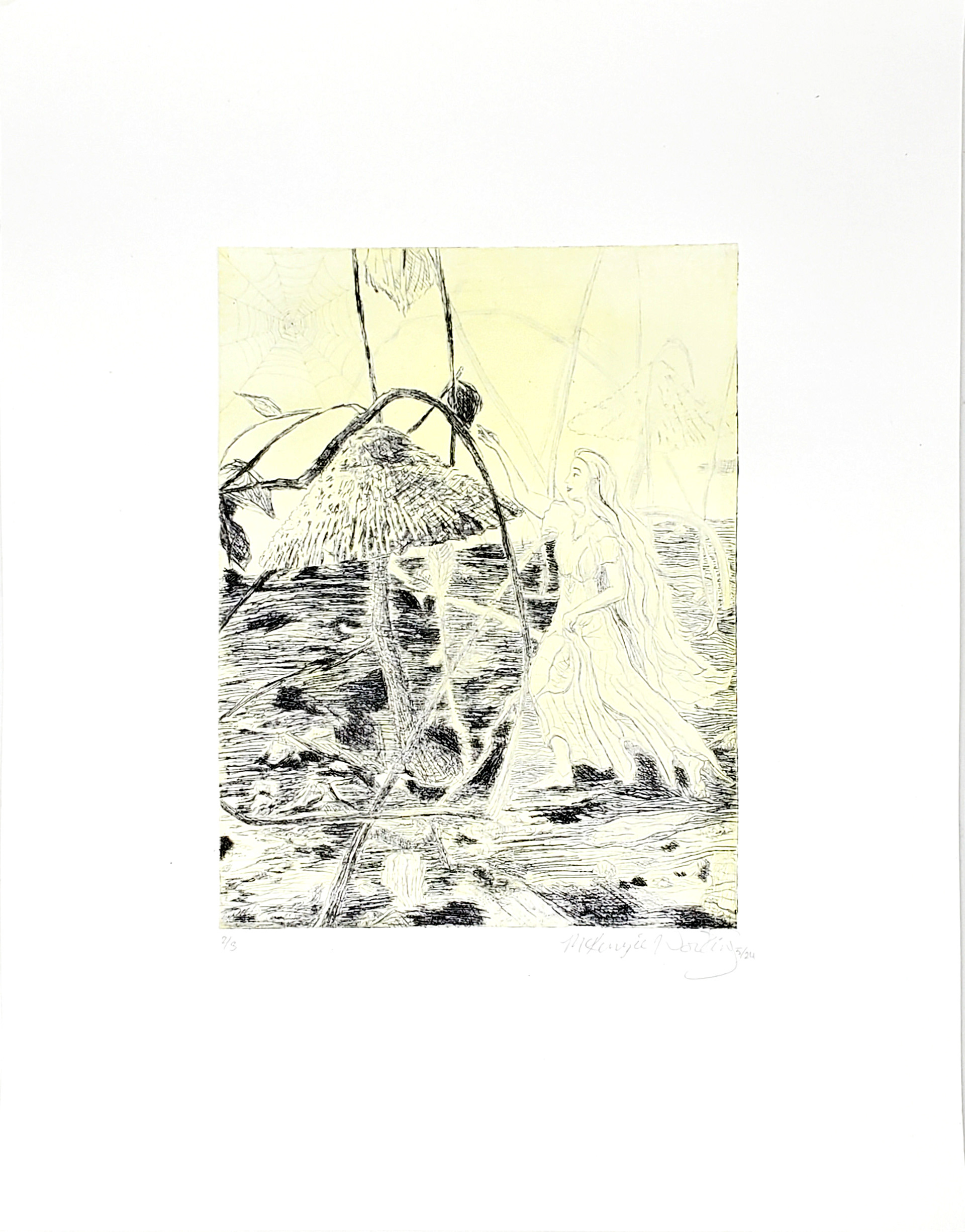 Fairy in the Golden Garden, Intaglio Print