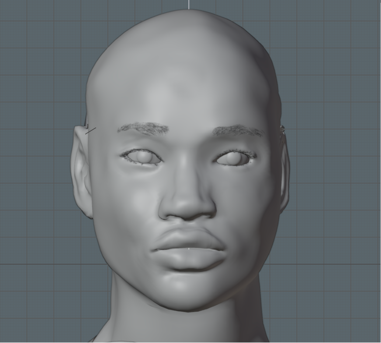 Face with no textures, sculpted and manually retopologized